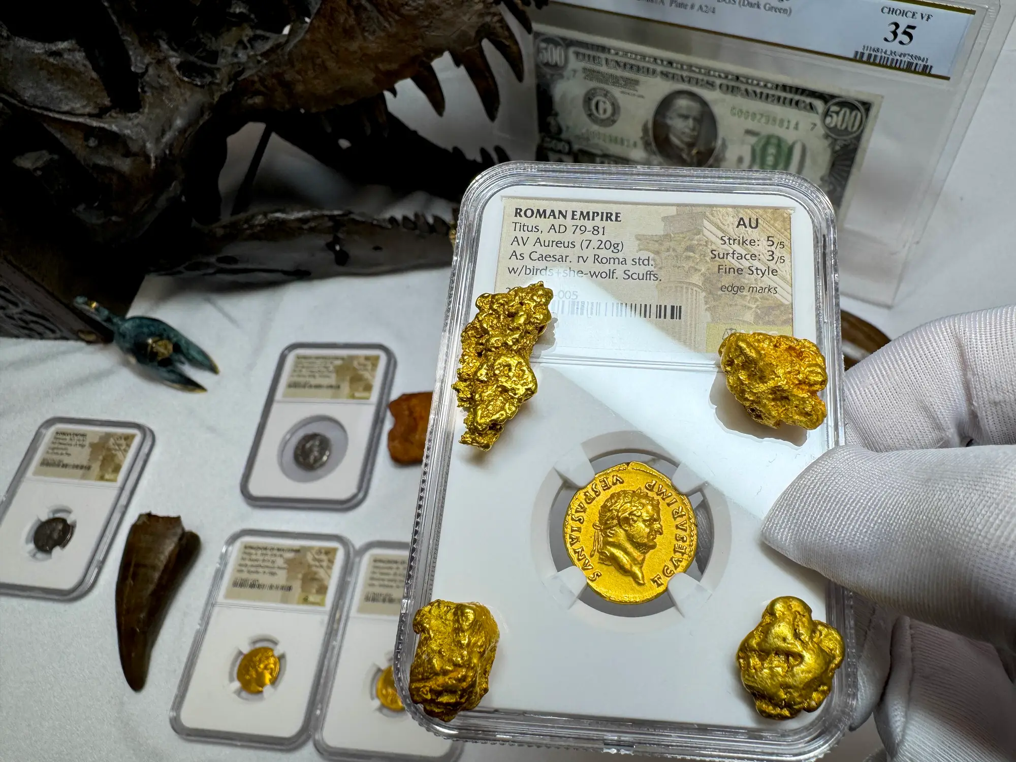 Roman Empire "Titus" 79AD Aureus NGC AU 5x3 Fine Style 20