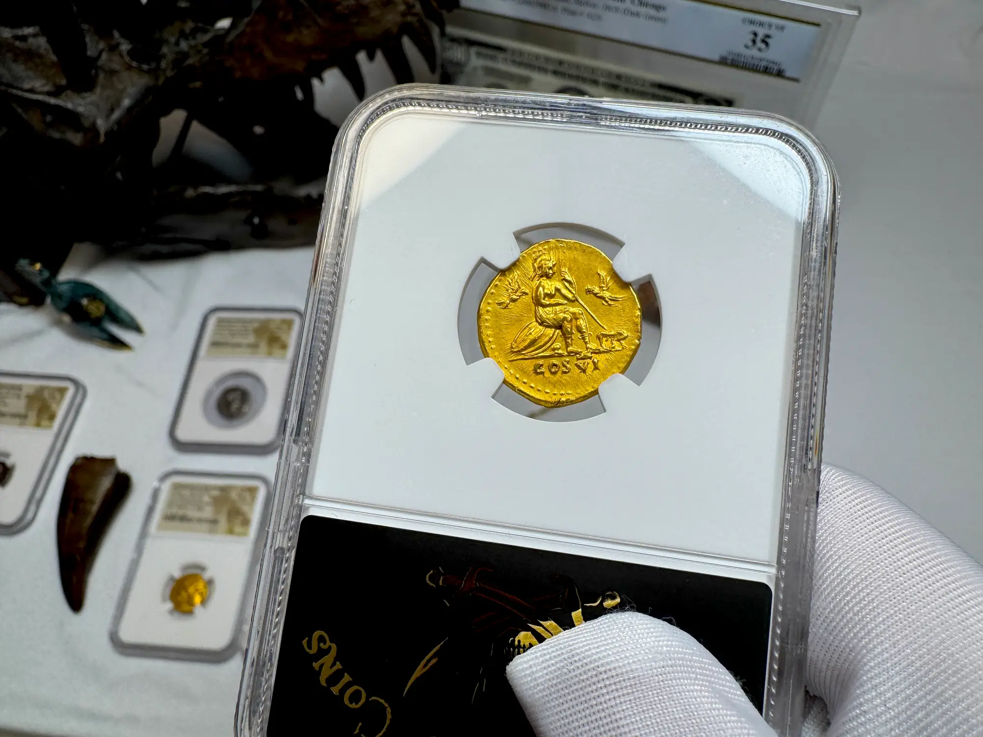 Roman Empire "Titus" 79AD Aureus NGC AU 5x3 Fine Style 15