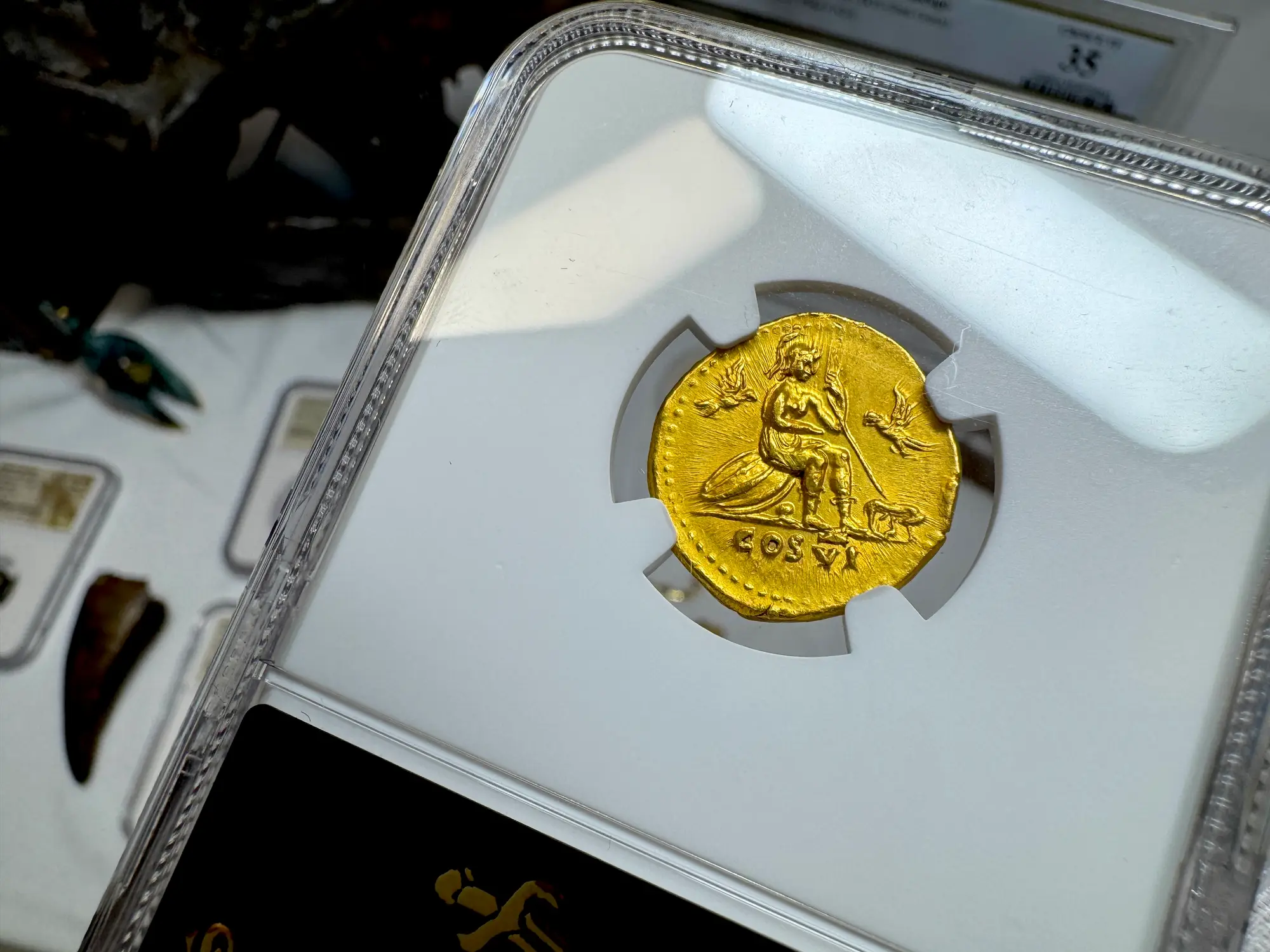 Roman Empire "Titus" 79AD Aureus NGC AU 5x3 Fine Style 5