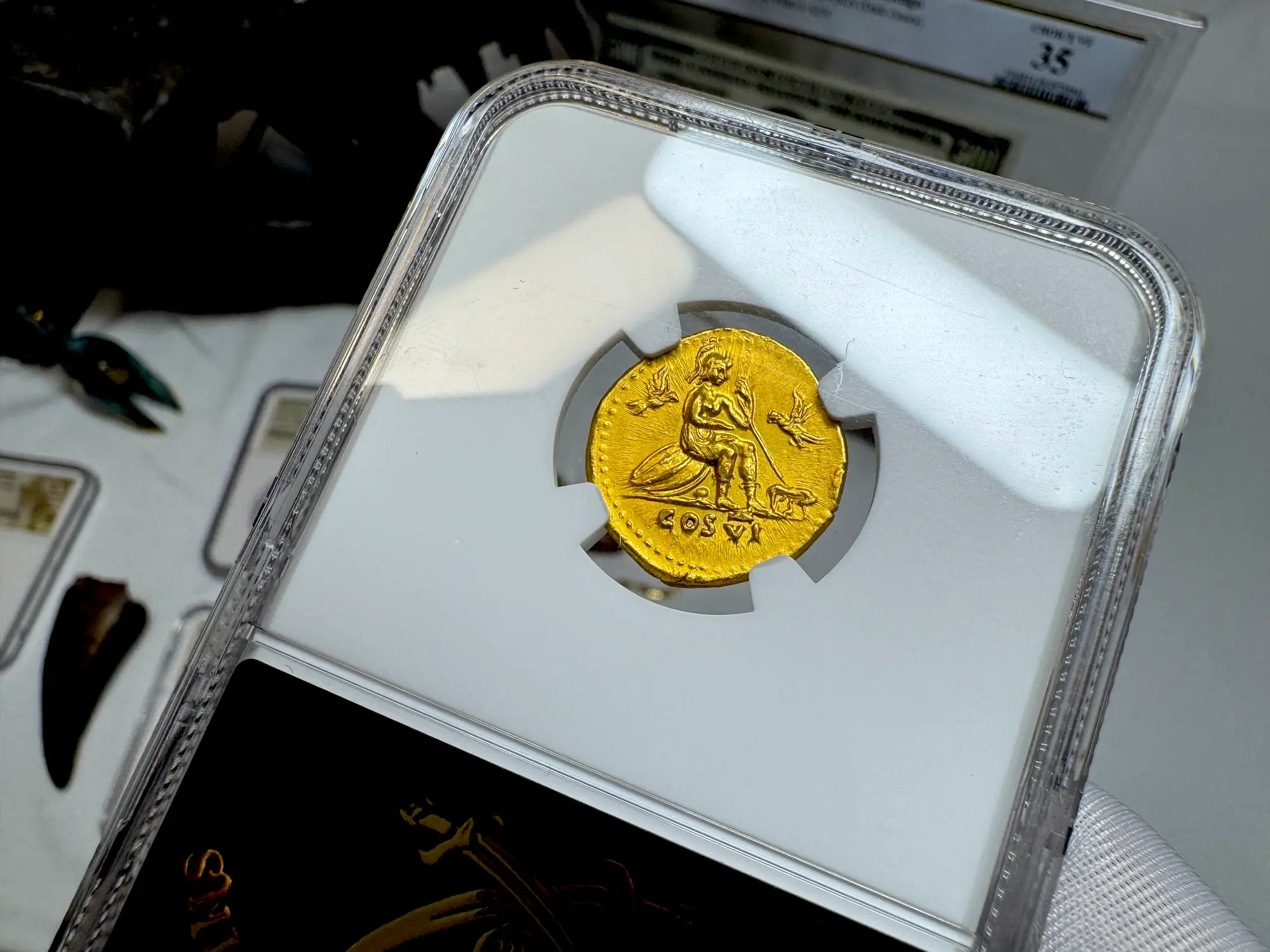 Roman Empire "Titus" 79AD Aureus NGC AU 5x3 Fine Style 13