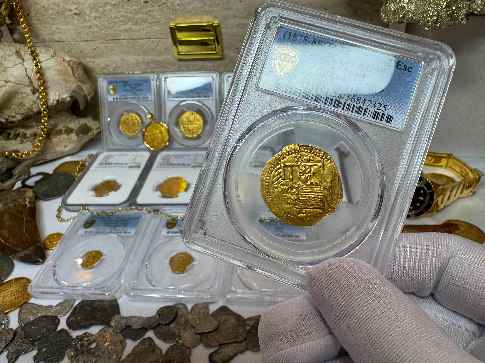 Spain 2 Escudos 1578-88 "Toledo" PCGS 58 21