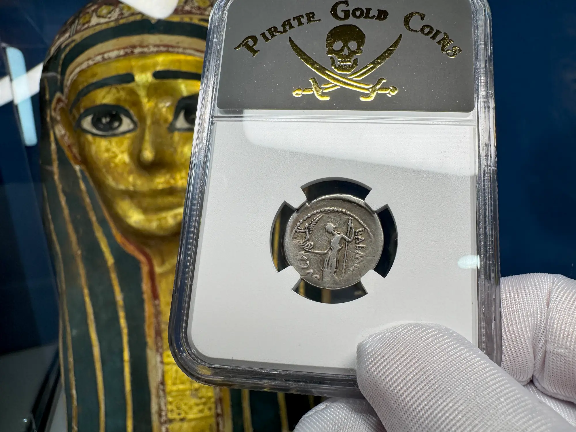 Roman Imperatorial "Julius Caesar" 44BC Denarius NGC F  10