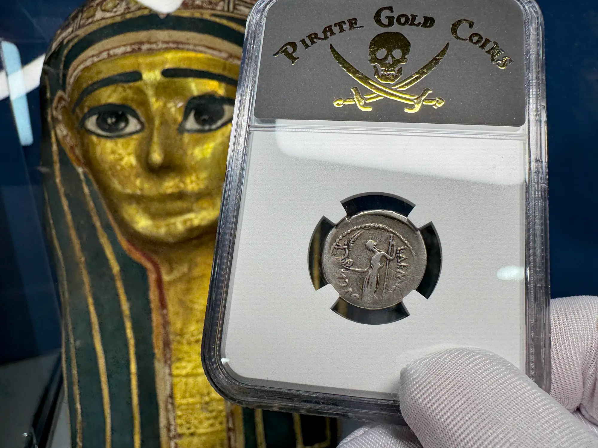 Roman Imperatorial "Julius Caesar" 44BC Denarius NGC F  11