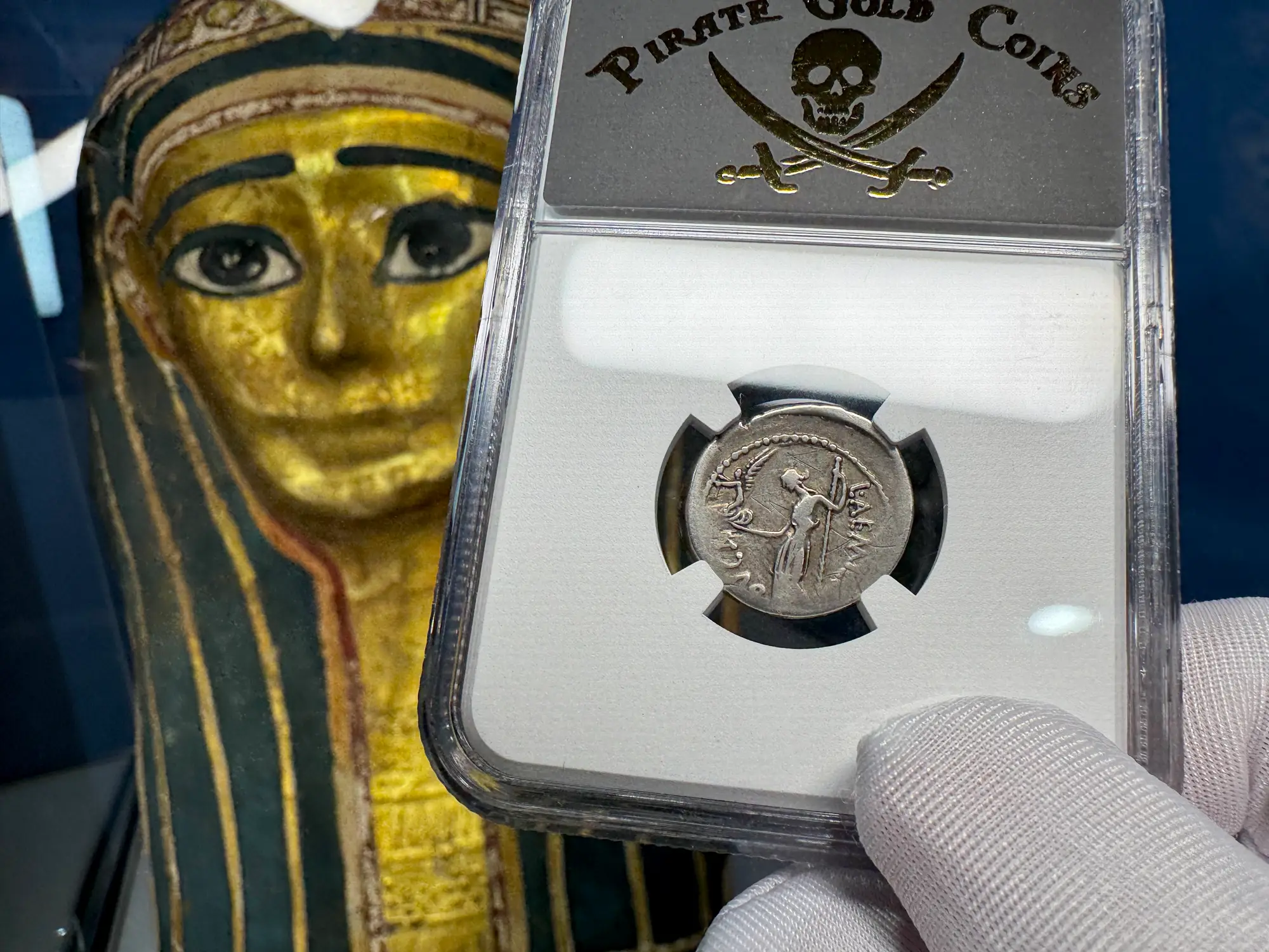 Roman Imperatorial "Julius Caesar" 44BC Denarius NGC F  12