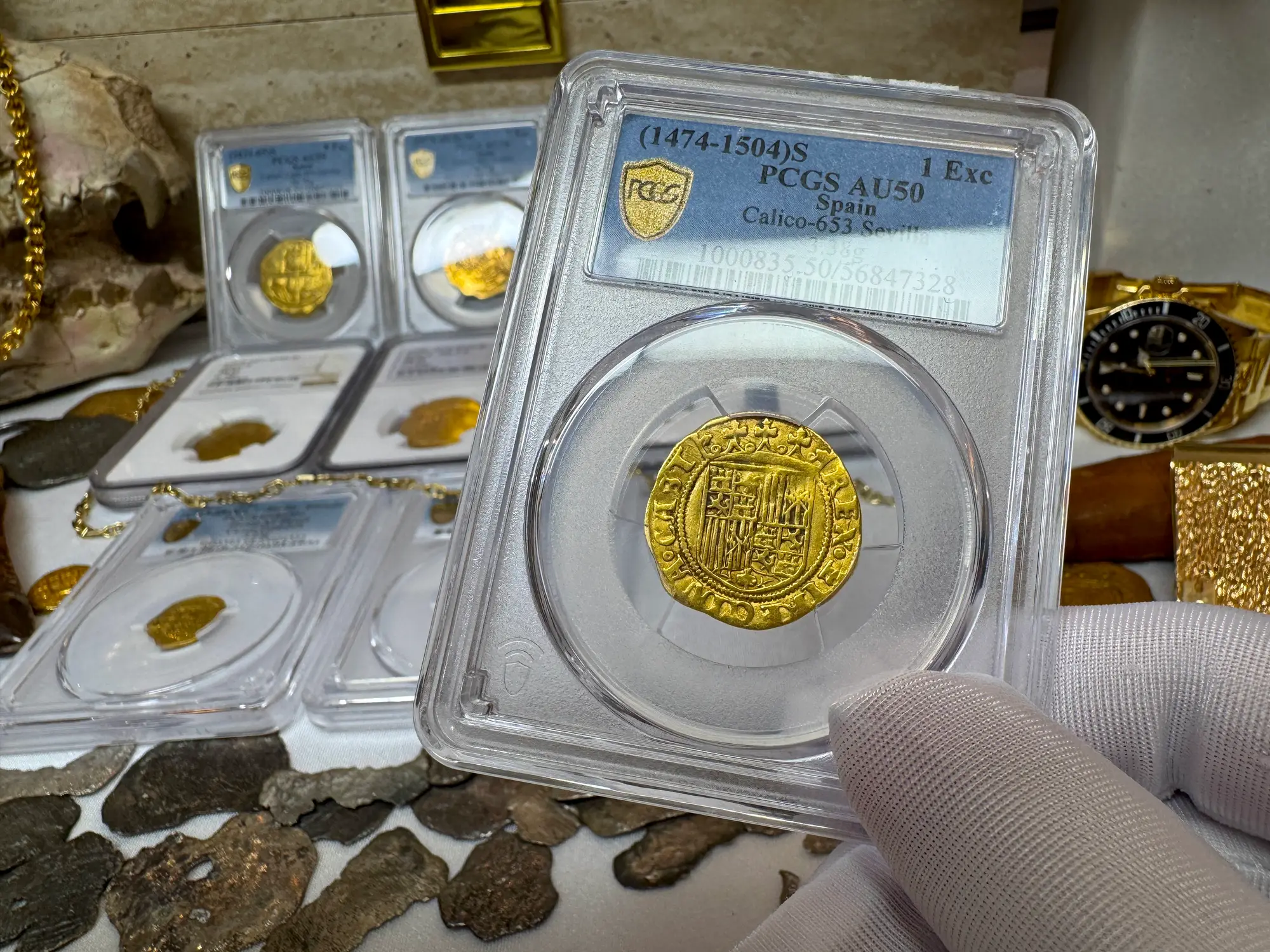 Spain 1 Excelente "King Ferdinand V & Queen Isabel I" PCGS 50 Pop 1  21