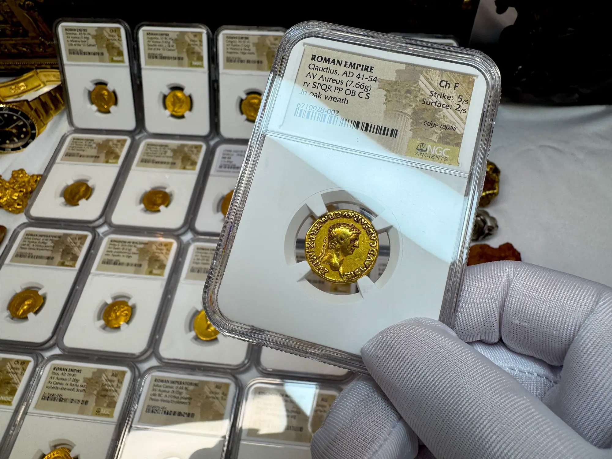 Roman Empire "Claudius" 5th of 12 Caesars NGC Ch F 10