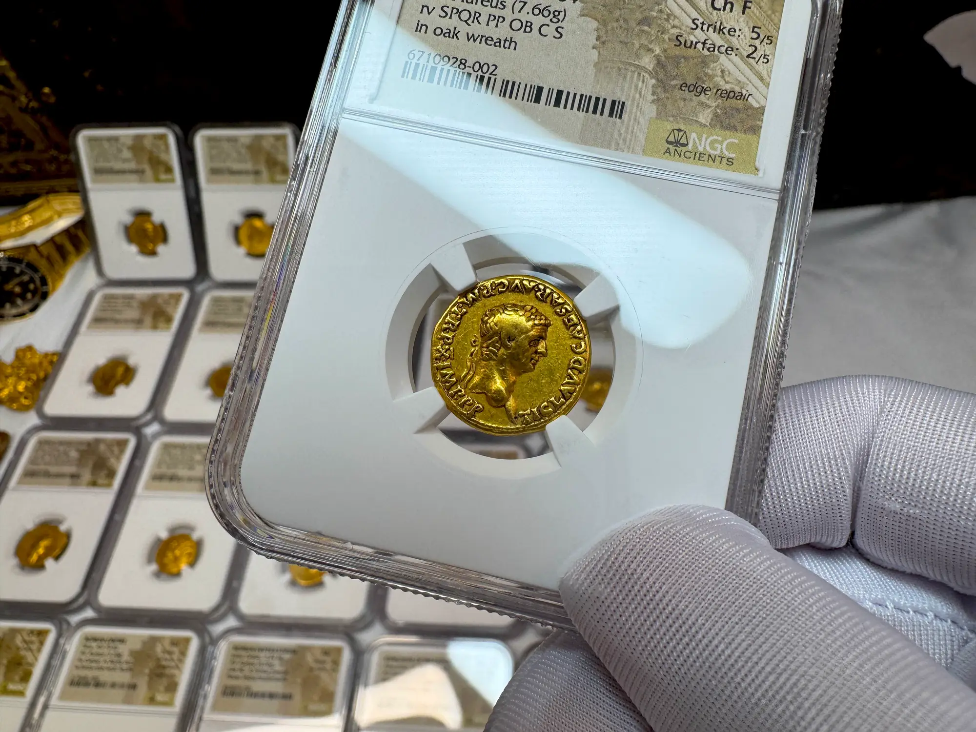 Roman Empire "Claudius" 5th of 12 Caesars NGC Ch F 11