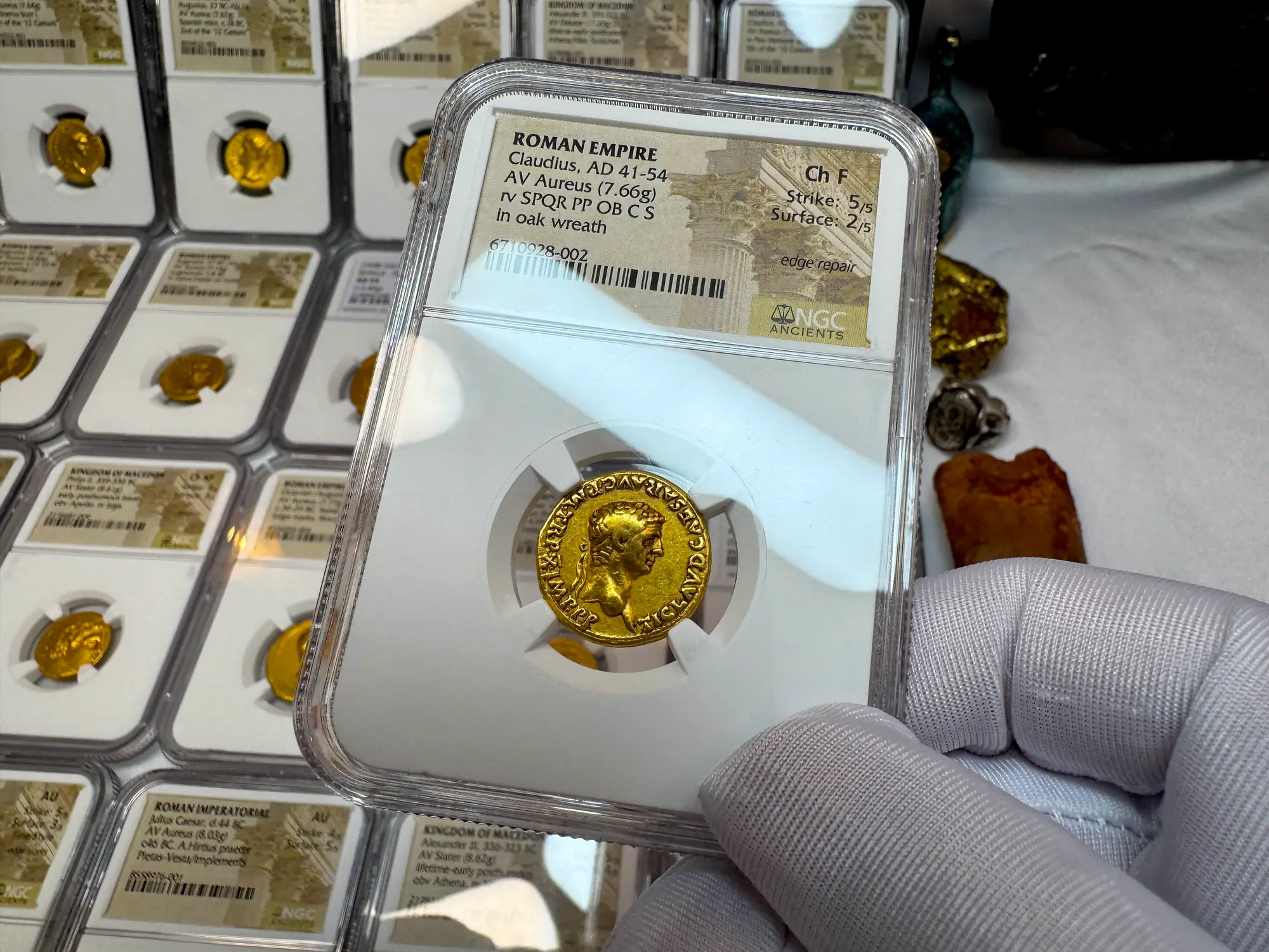 Roman Empire "Claudius" 5th of 12 Caesars NGC Ch F 12