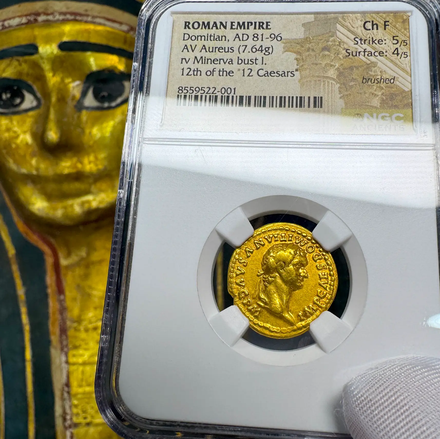 Roman Empire "Domitian- Helmeted Warrior" 12th of 12 Caesars NGC Ch F 2