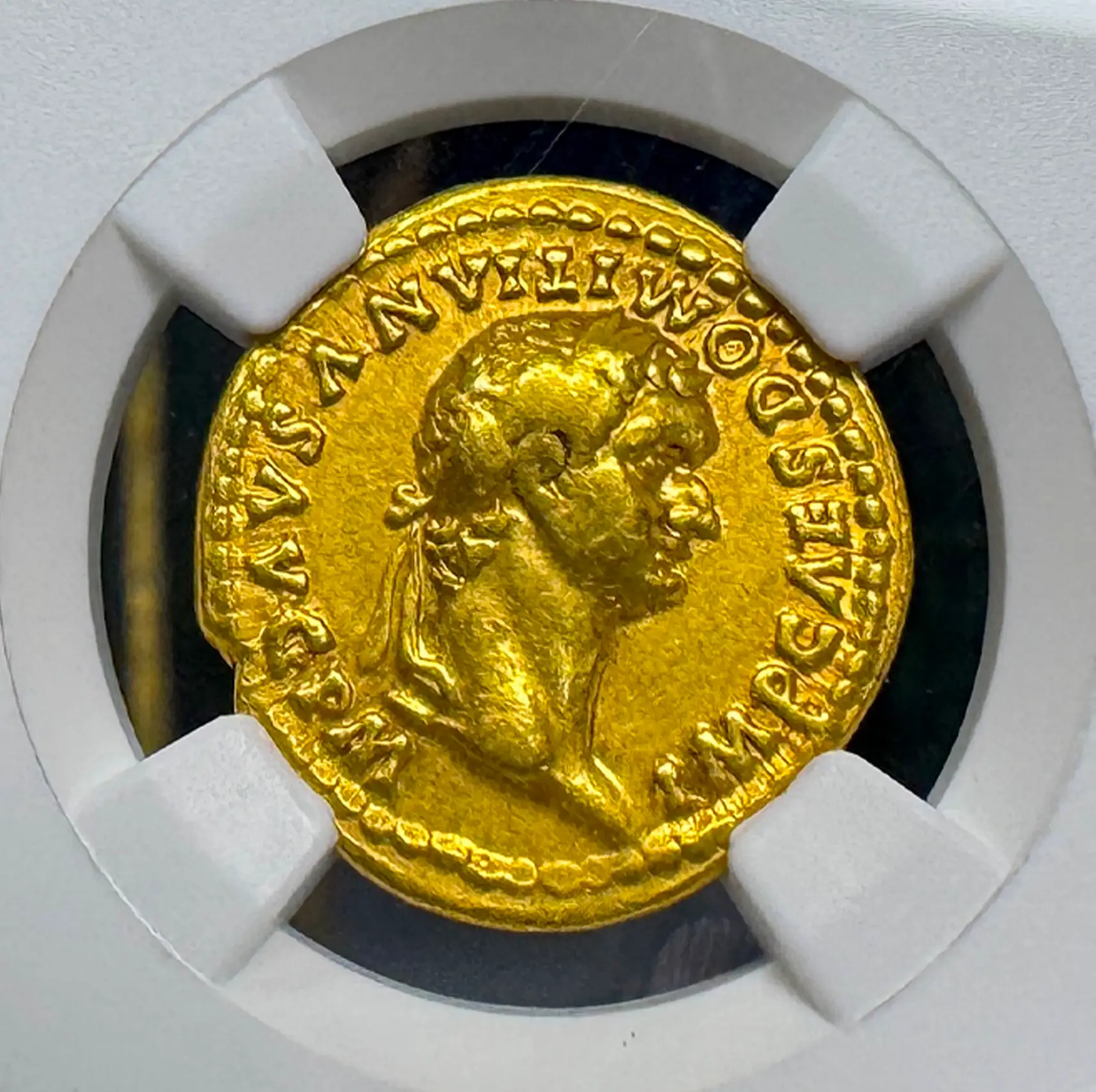 Roman Empire "Domitian- Helmeted Warrior" 12th of 12 Caesars NGC Ch F 3
