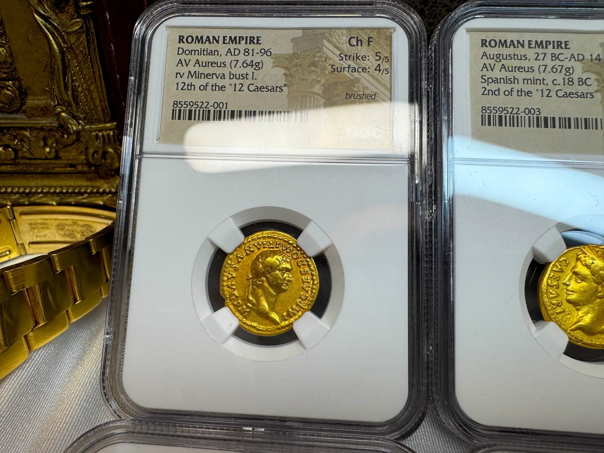 Roman Empire "Domitian- Helmeted Warrior" 12th of 12 Caesars NGC Ch F 4