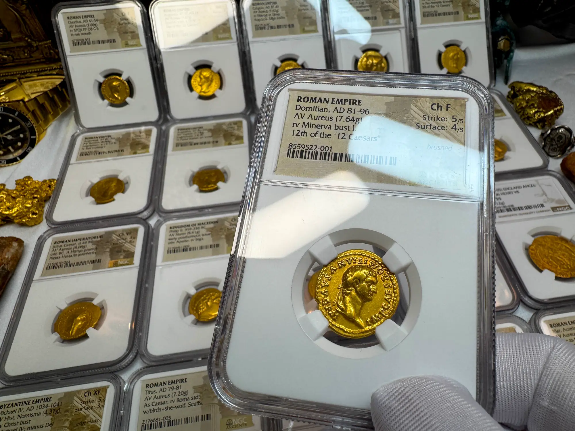 Roman Empire "Domitian- Helmeted Warrior" 12th of 12 Caesars NGC Ch F 6