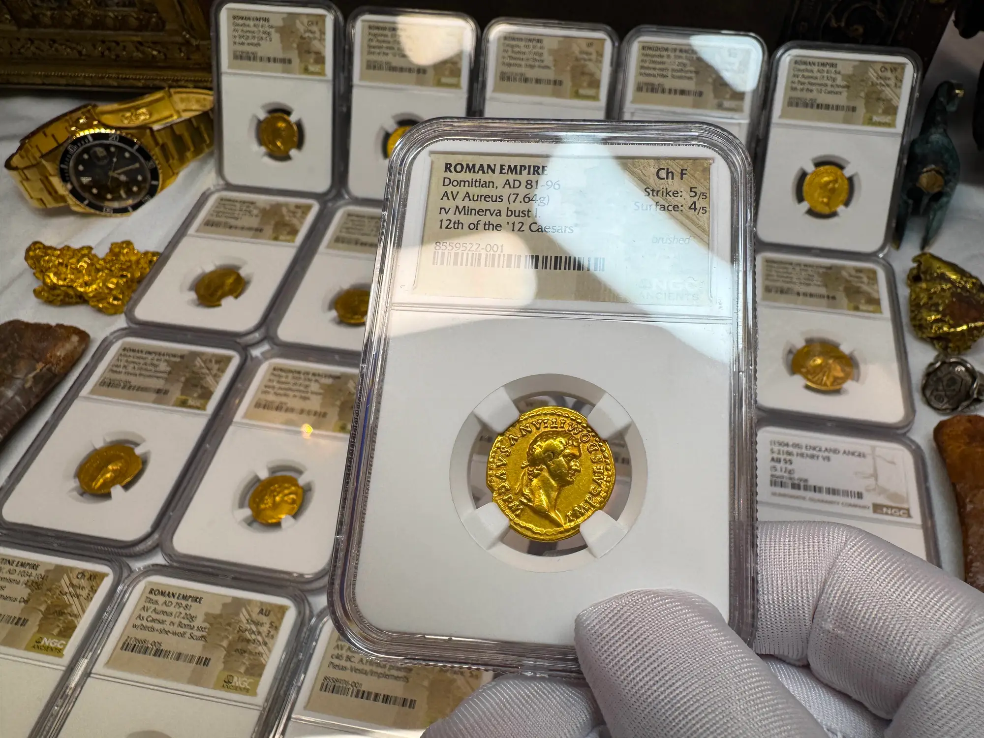 Roman Empire "Domitian- Helmeted Warrior" 12th of 12 Caesars NGC Ch F 8