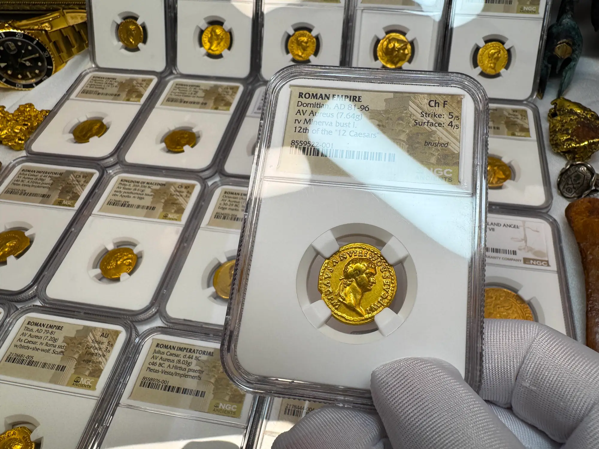 Roman Empire "Domitian- Helmeted Warrior" 12th of 12 Caesars NGC Ch F 13