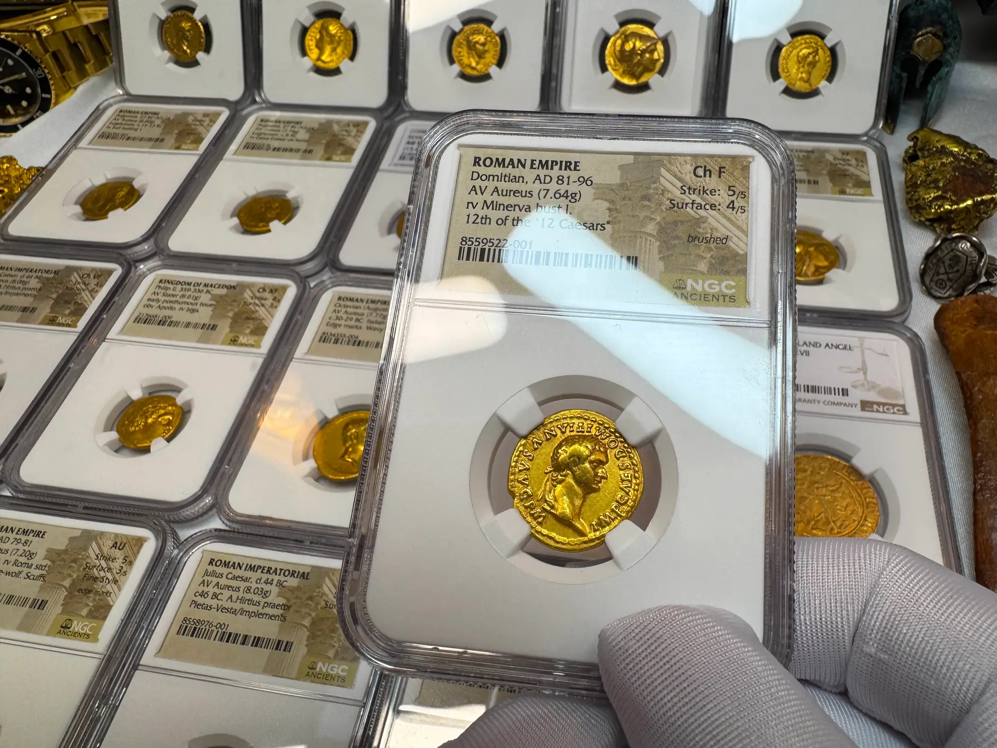 Roman Empire "Domitian- Helmeted Warrior" 12th of 12 Caesars NGC Ch F 14