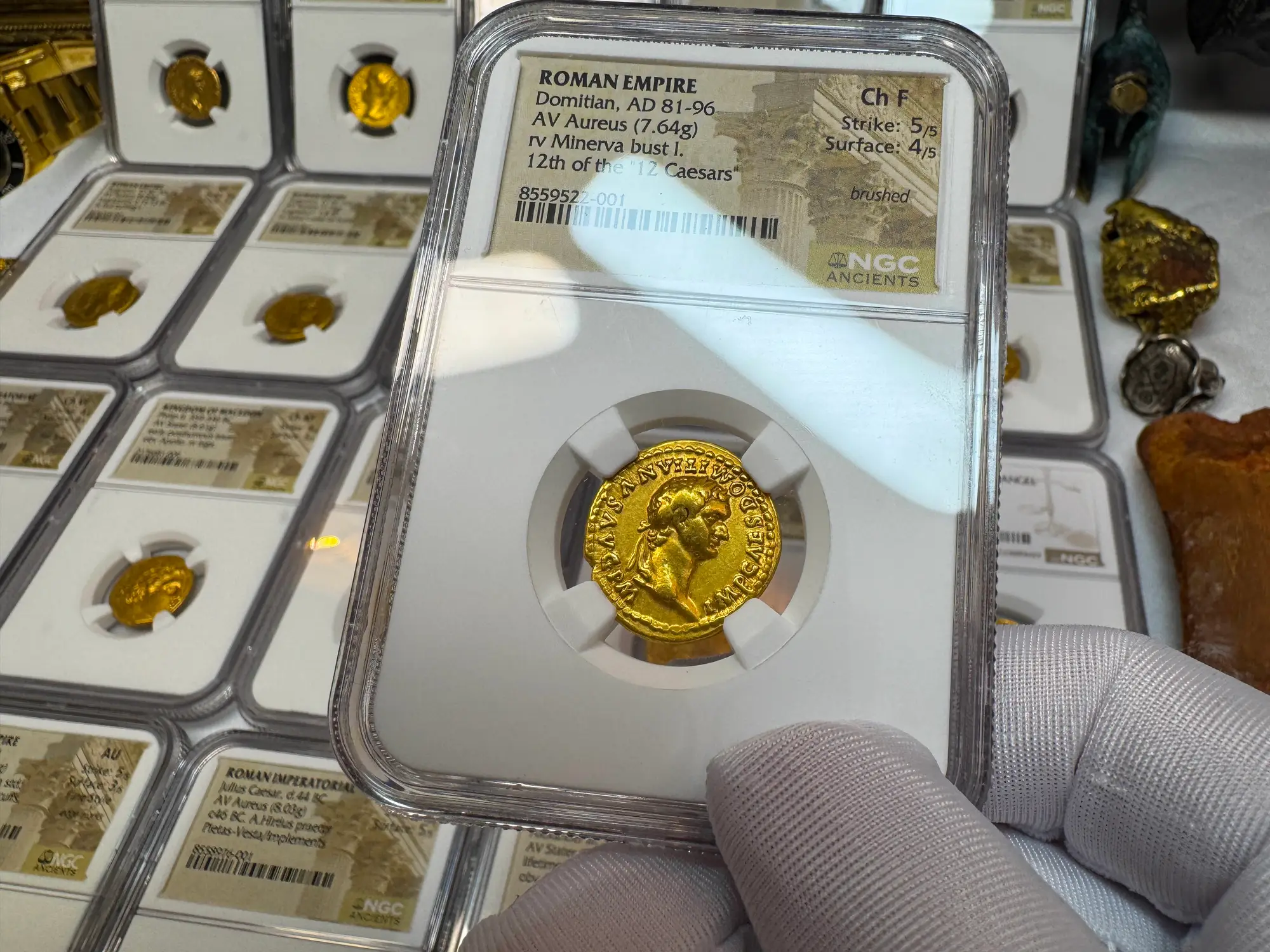 Roman Empire "Domitian- Helmeted Warrior" 12th of 12 Caesars NGC Ch F 15