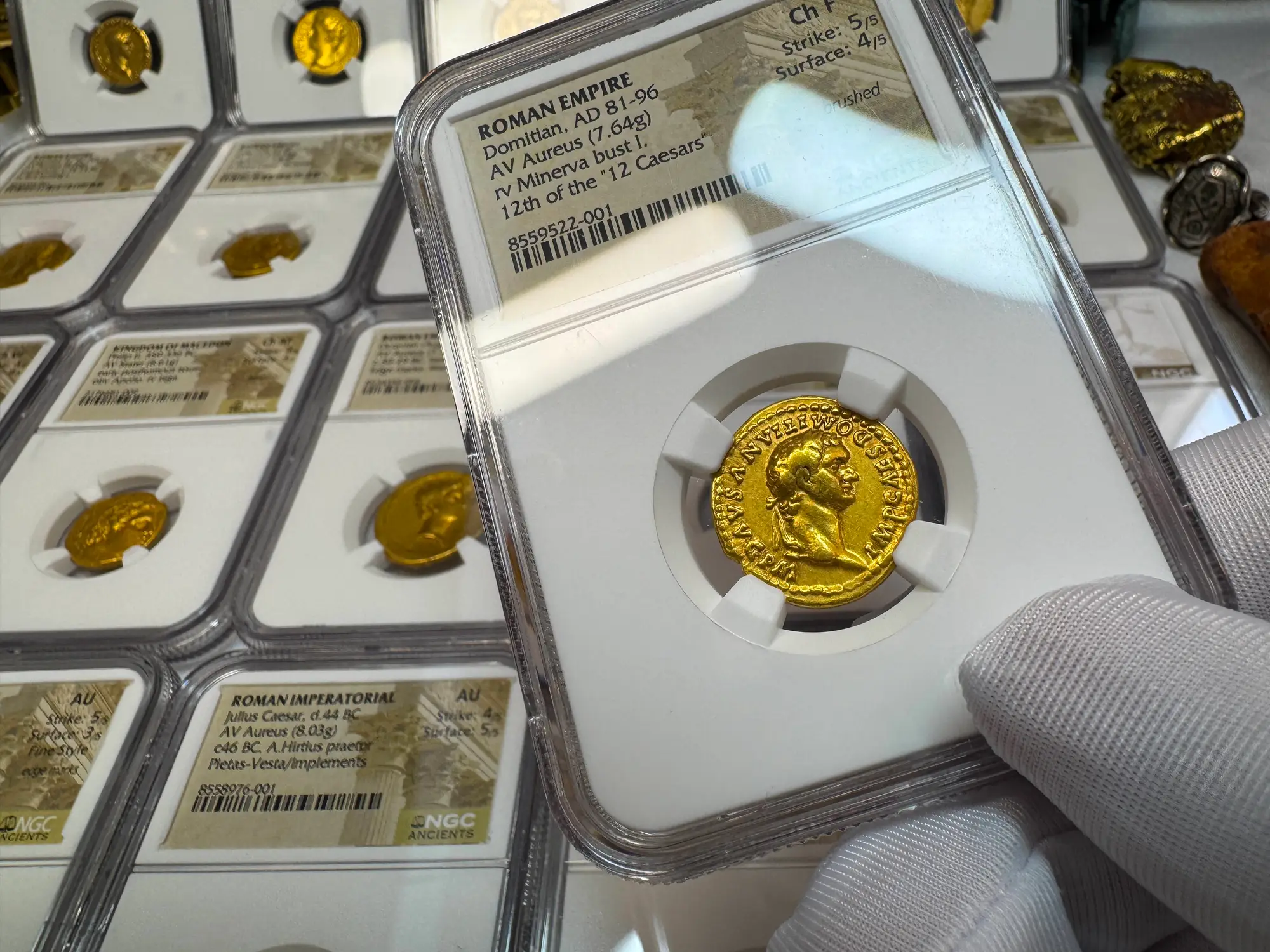 Roman Empire "Domitian- Helmeted Warrior" 12th of 12 Caesars NGC Ch F 16