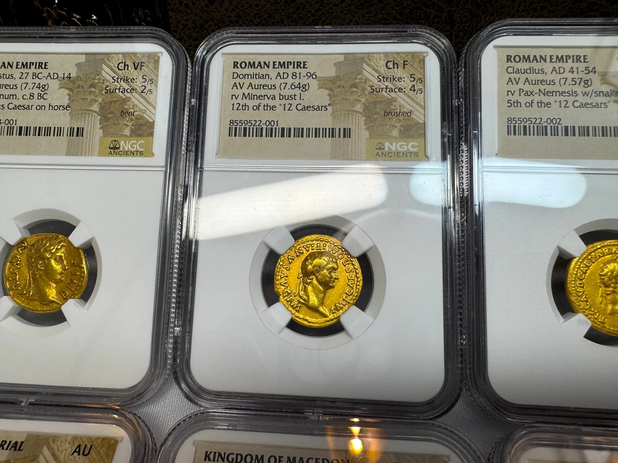 Roman Empire "Domitian- Helmeted Warrior" 12th of 12 Caesars NGC Ch F 19