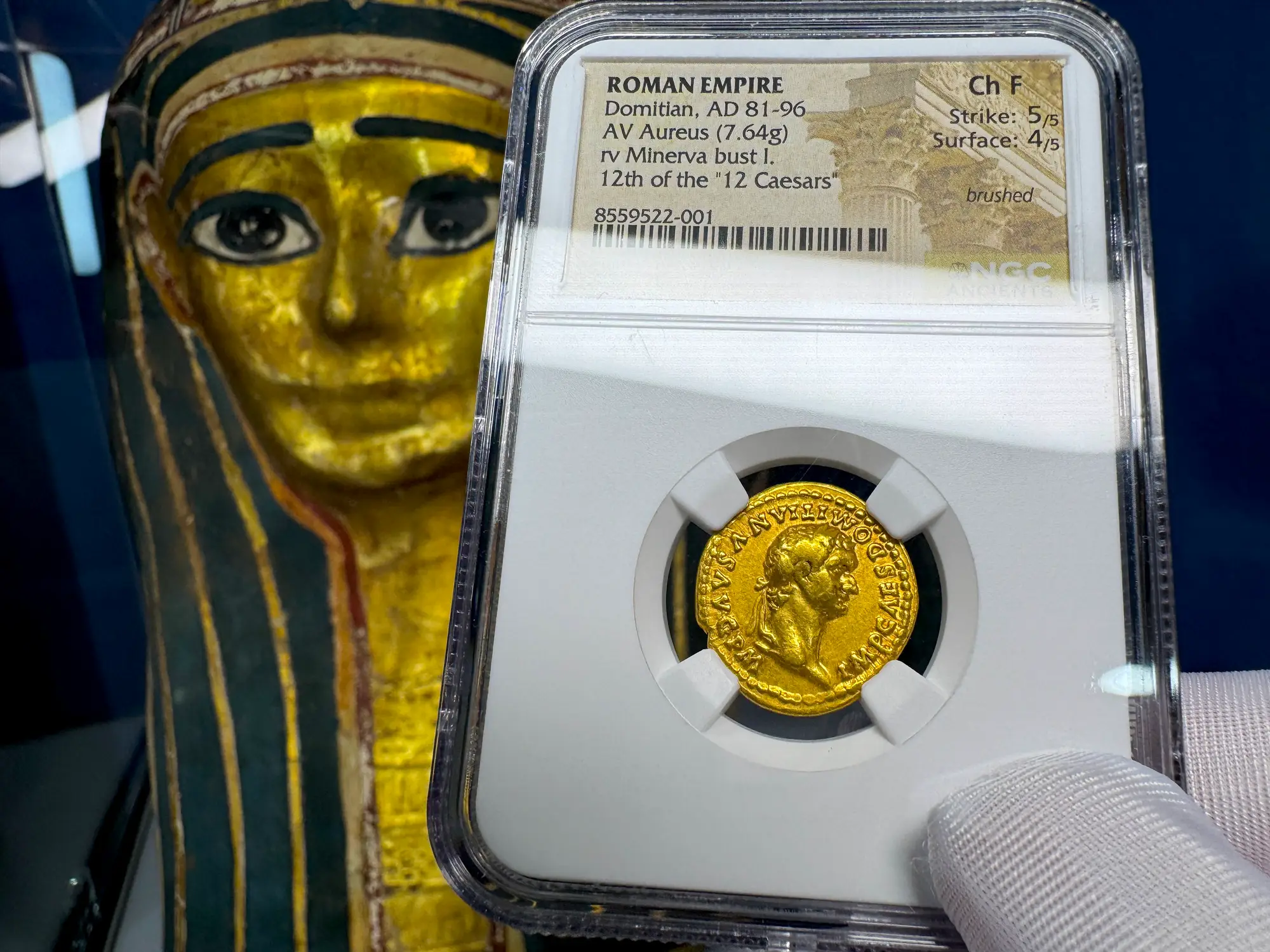 Roman Empire "Domitian- Helmeted Warrior" 12th of 12 Caesars NGC Ch F 25