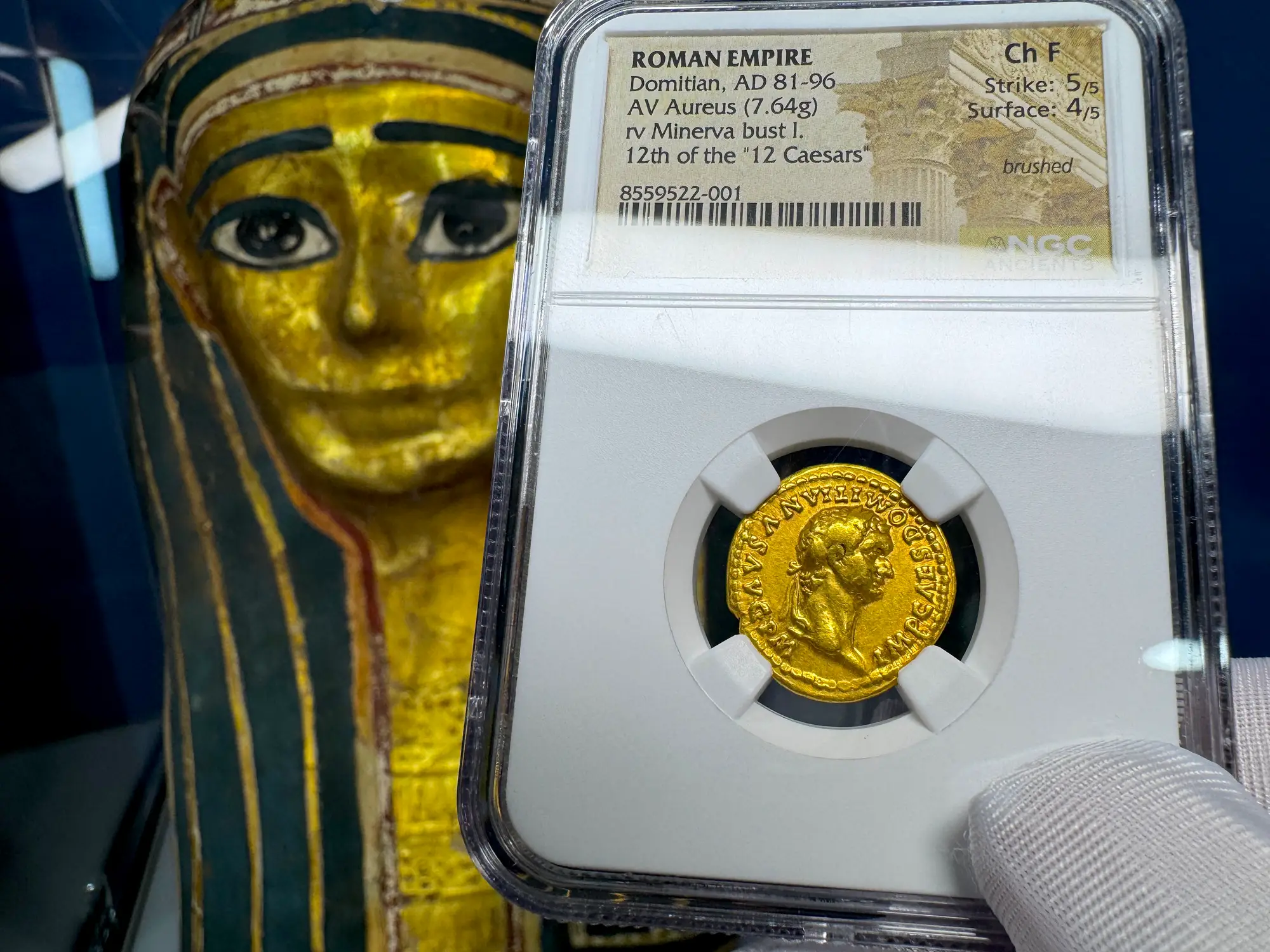 Roman Empire "Domitian- Helmeted Warrior" 12th of 12 Caesars NGC Ch F 26