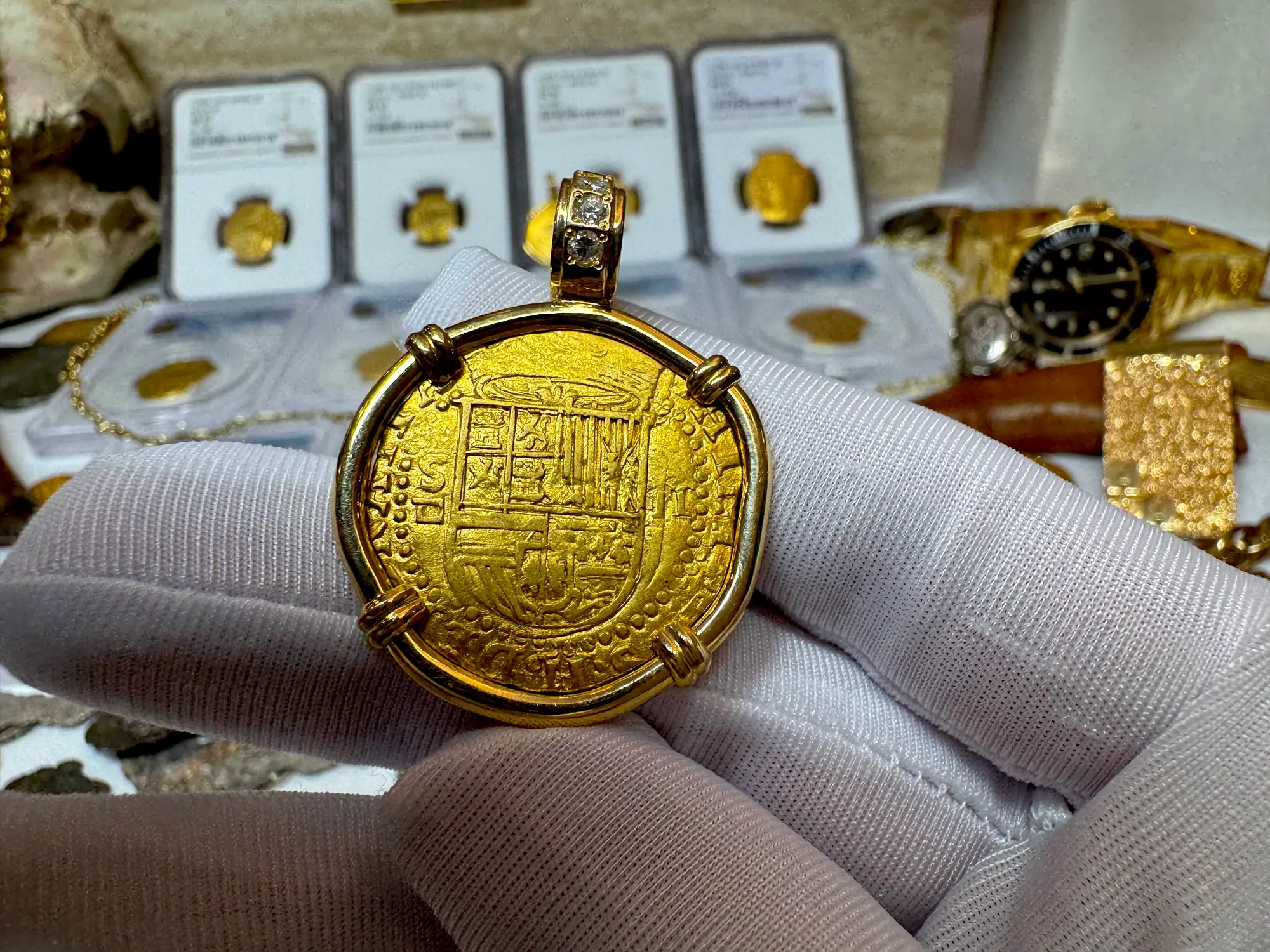 Spain 2 Escudos 1556-98 Diamond Bail  13