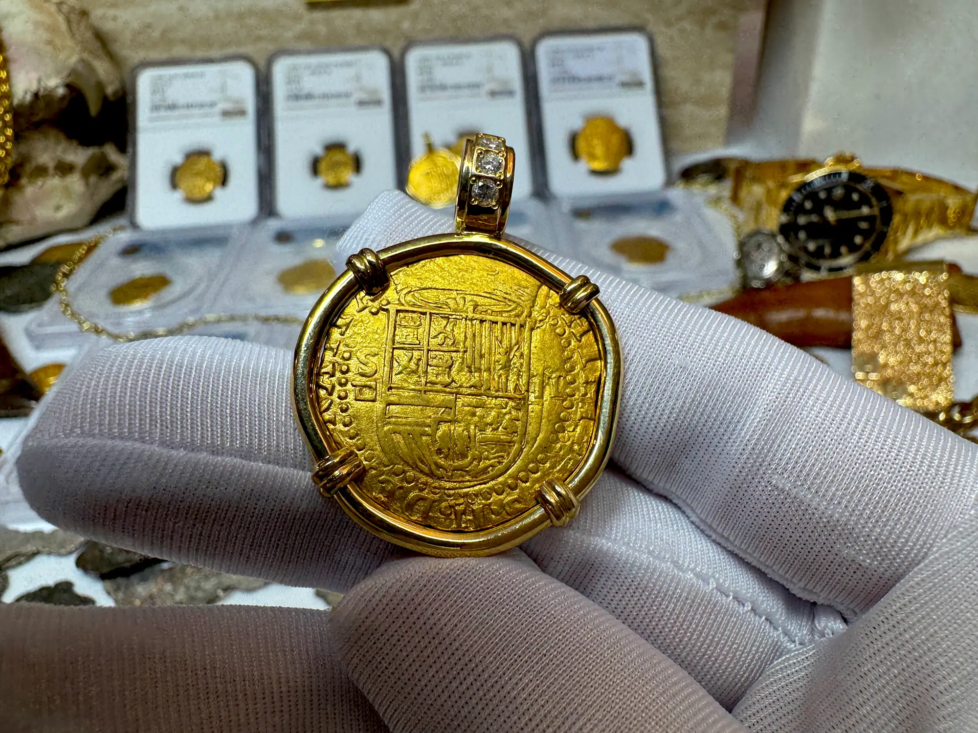 Spain 2 Escudos 1556-98 Diamond Bail  17