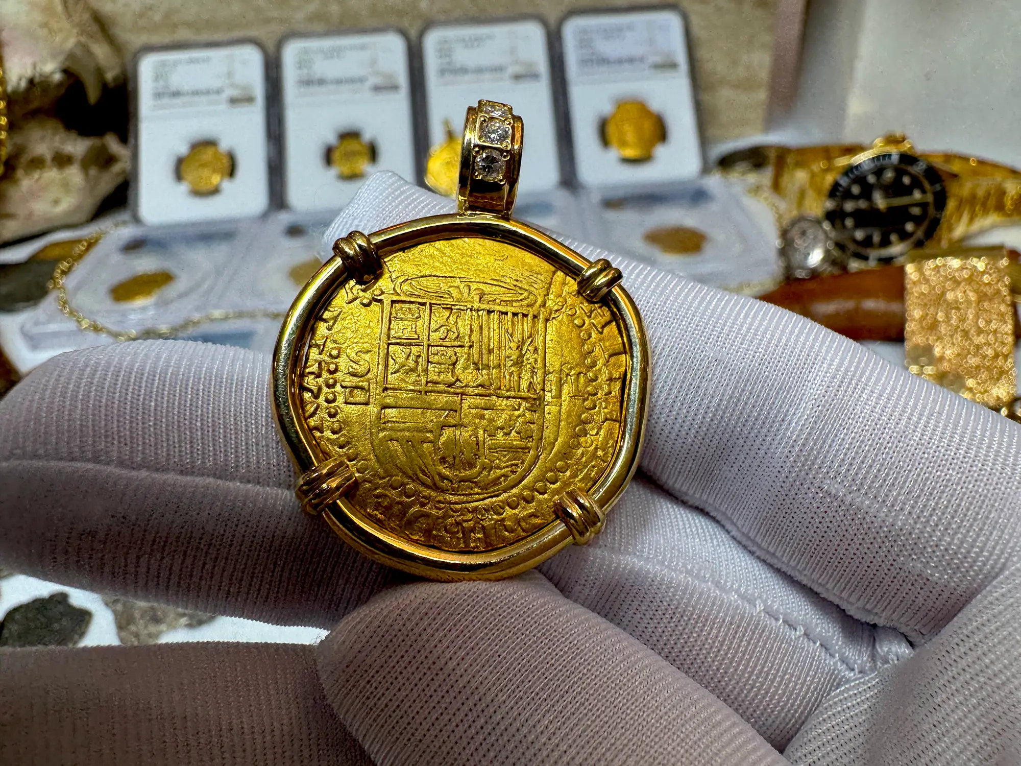 Spain 2 Escudos 1556-98 Diamond Bail  18