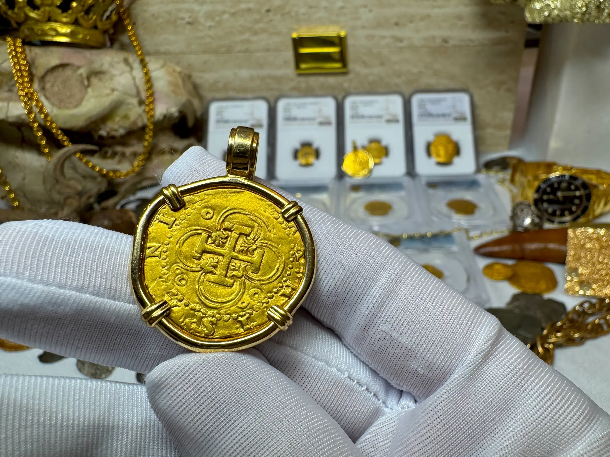 Spain 2 Escudos 1556-98 Diamond Bail  20