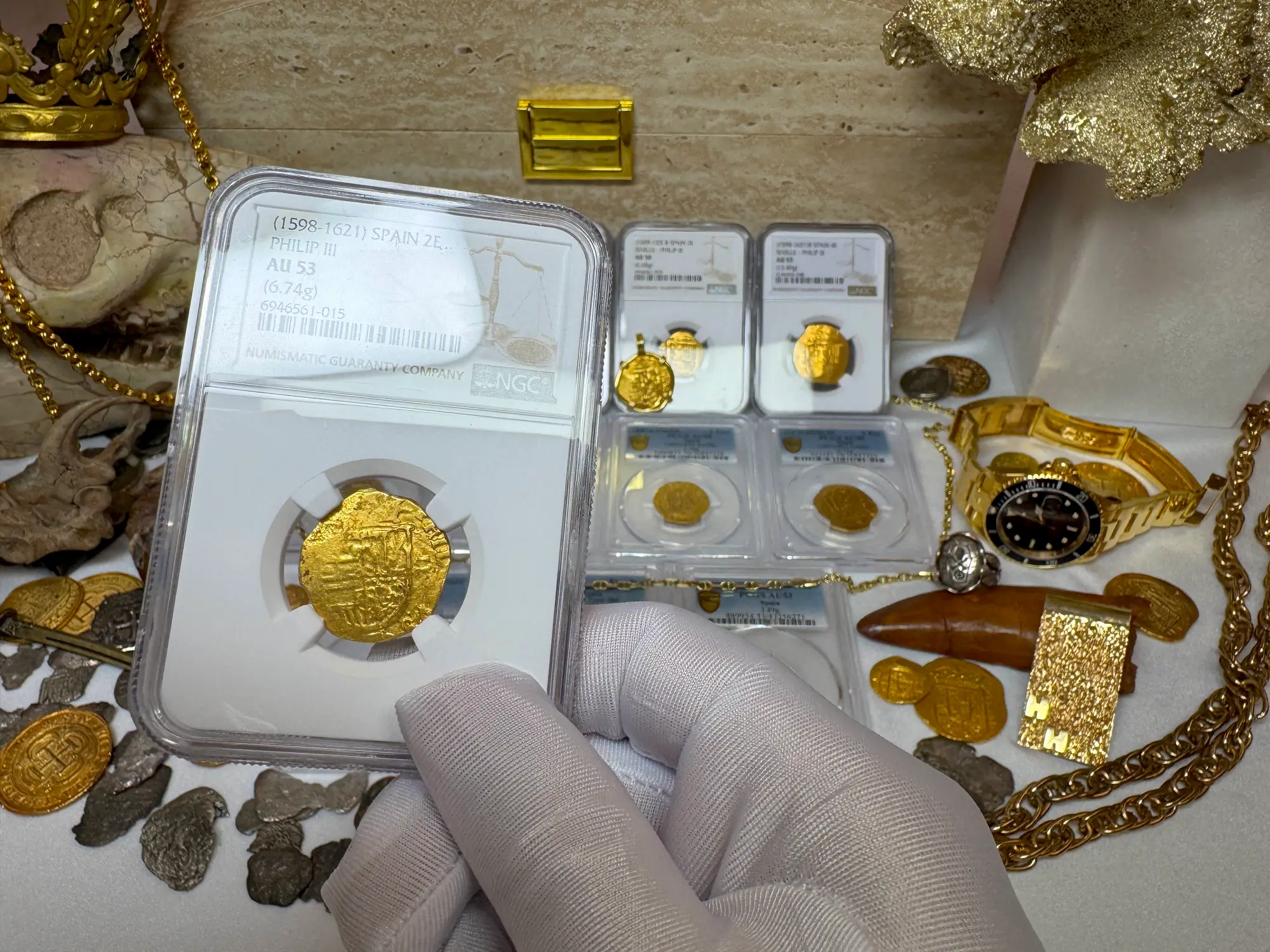 Spain 2 Escudos 1598-21 "Philip III" NGC 53 13