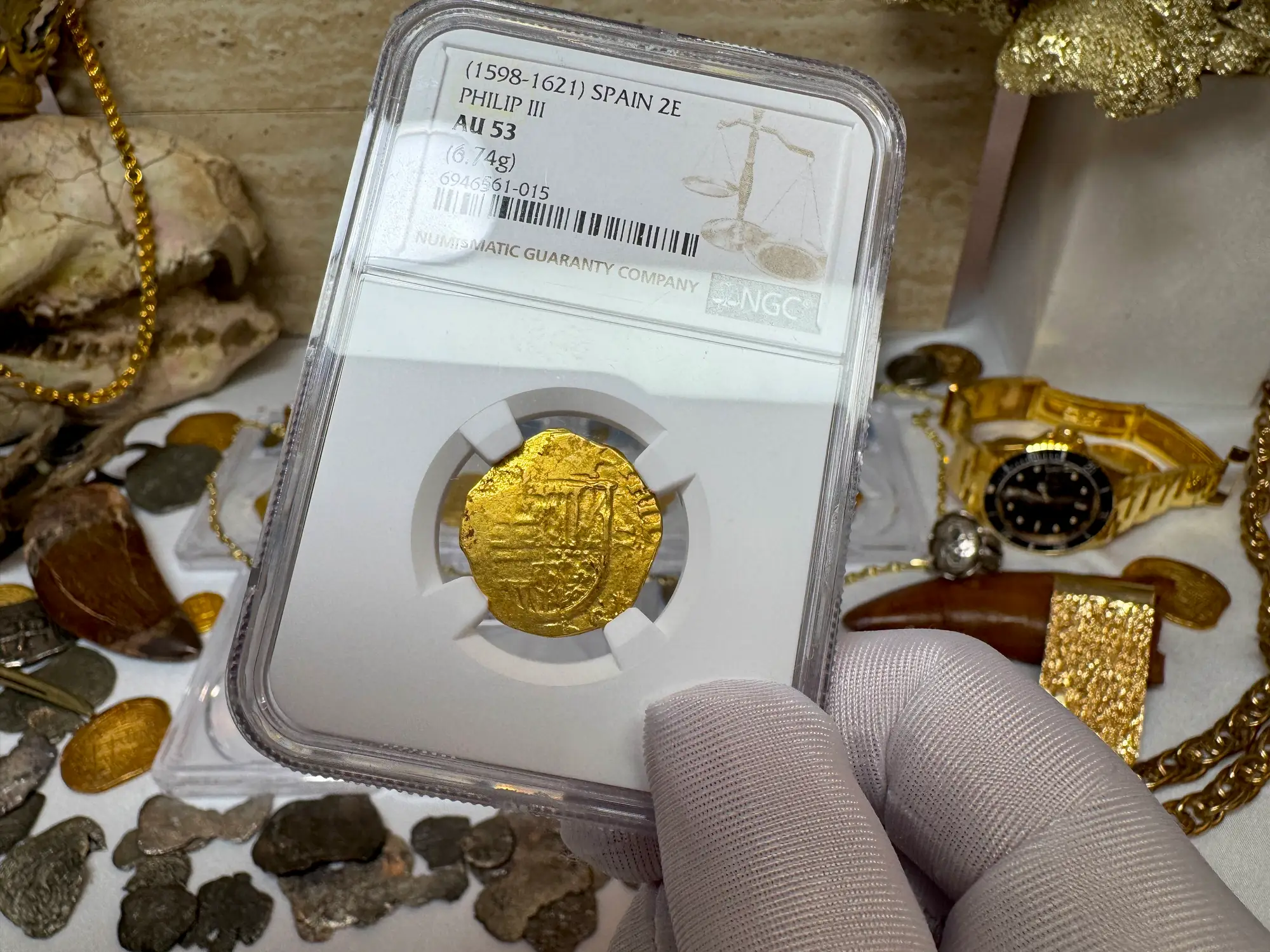 Spain 2 Escudos 1598-21 "Philip III" NGC 53 18