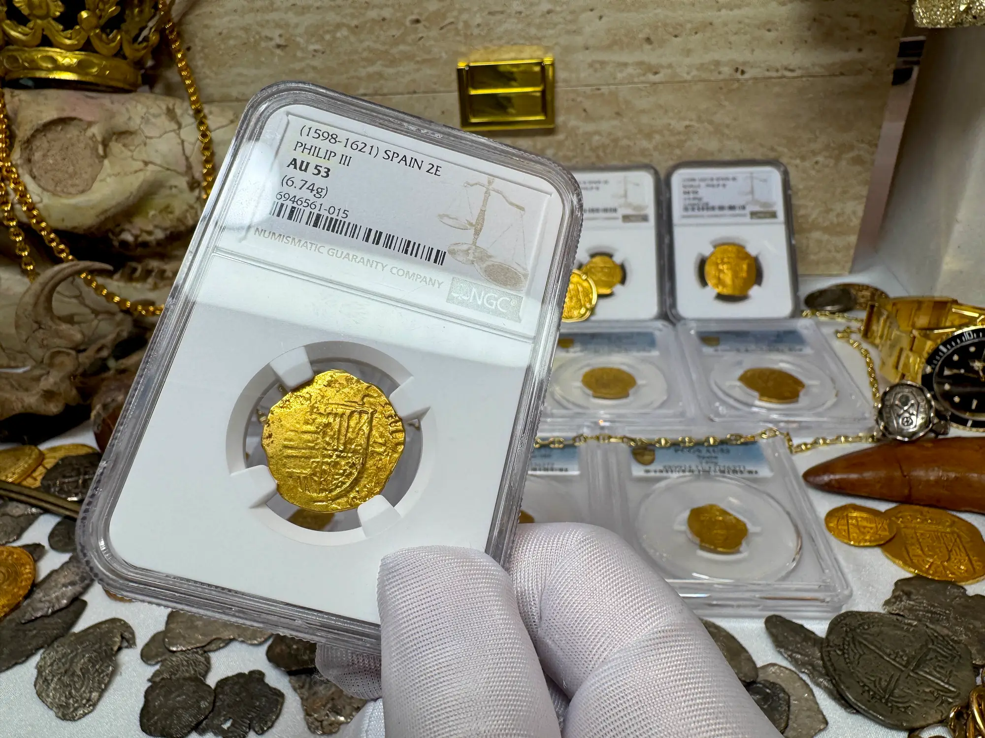 Spain 2 Escudos 1598-21 "Philip III" NGC 53 22