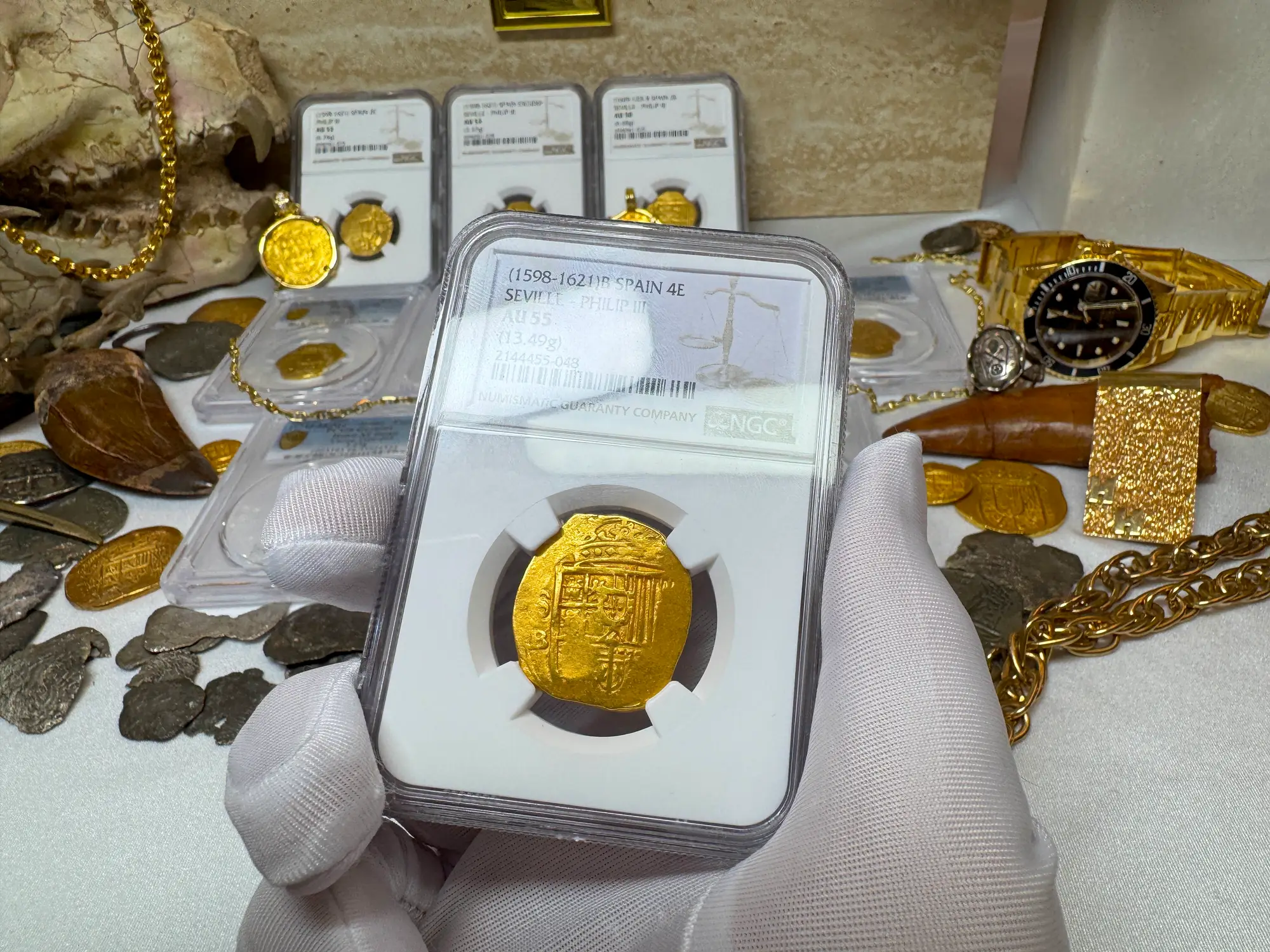 Spain 4 Escudos 1598-21 "Philip III" NGC 55 27