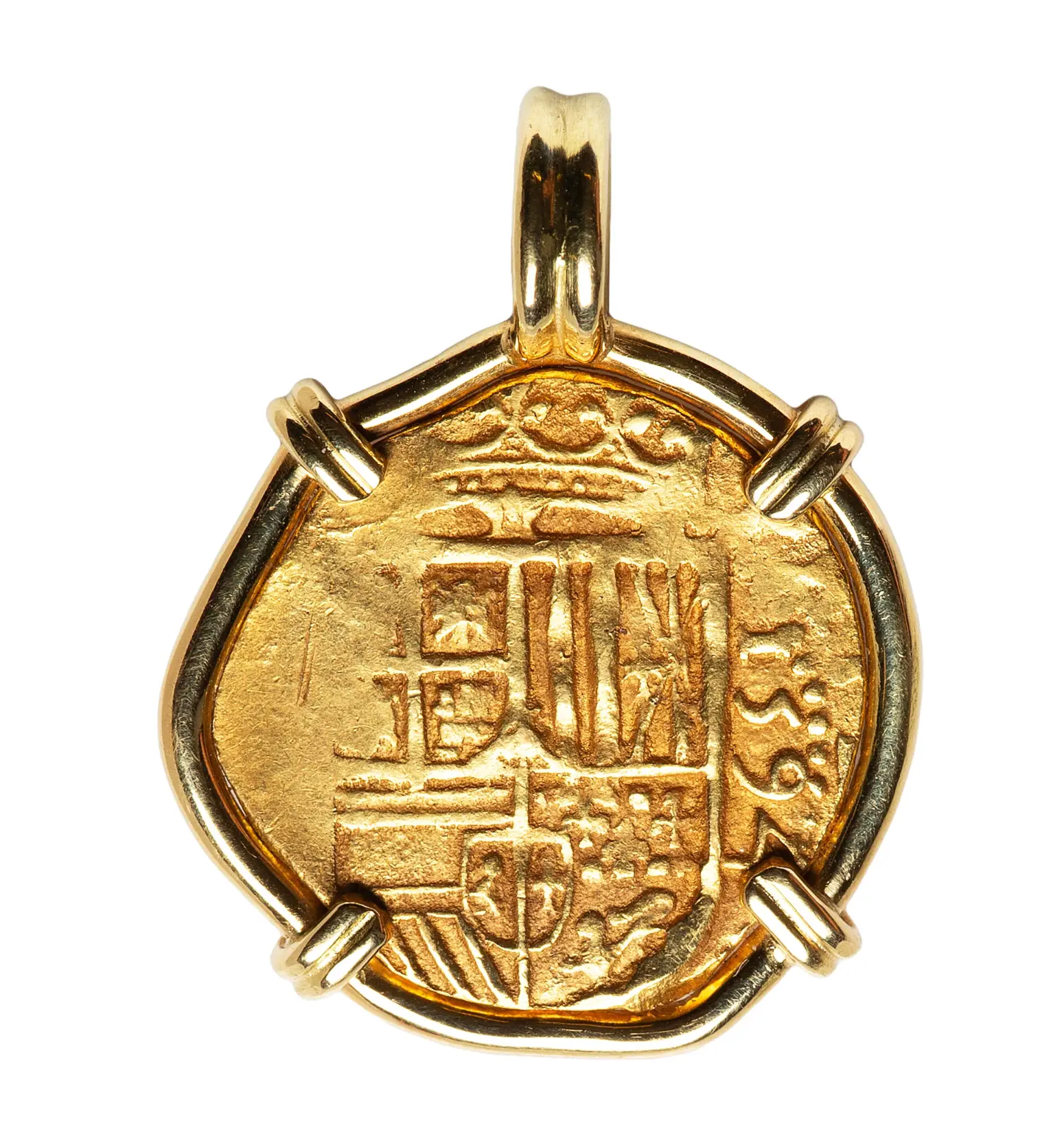 Spain 2 Escudos 1594 Dated! Pendant 18kt 14