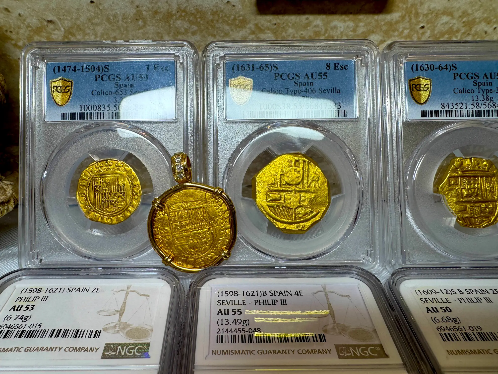 Spain 8 Escudos 1631-65 "Brute Style" PCGS 55 6