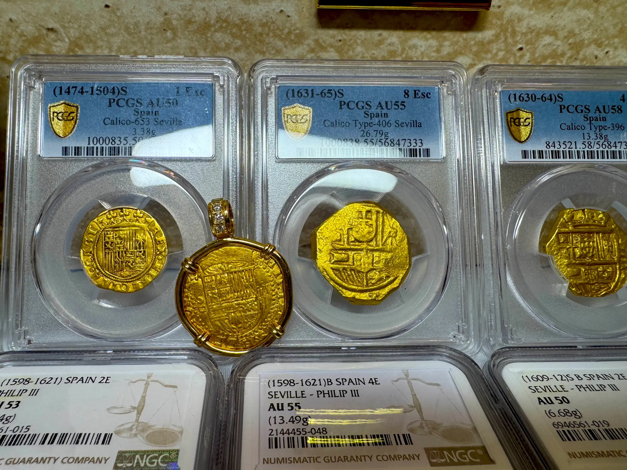 Spain 8 Escudos 1631-65 "Brute Style" PCGS 55 13