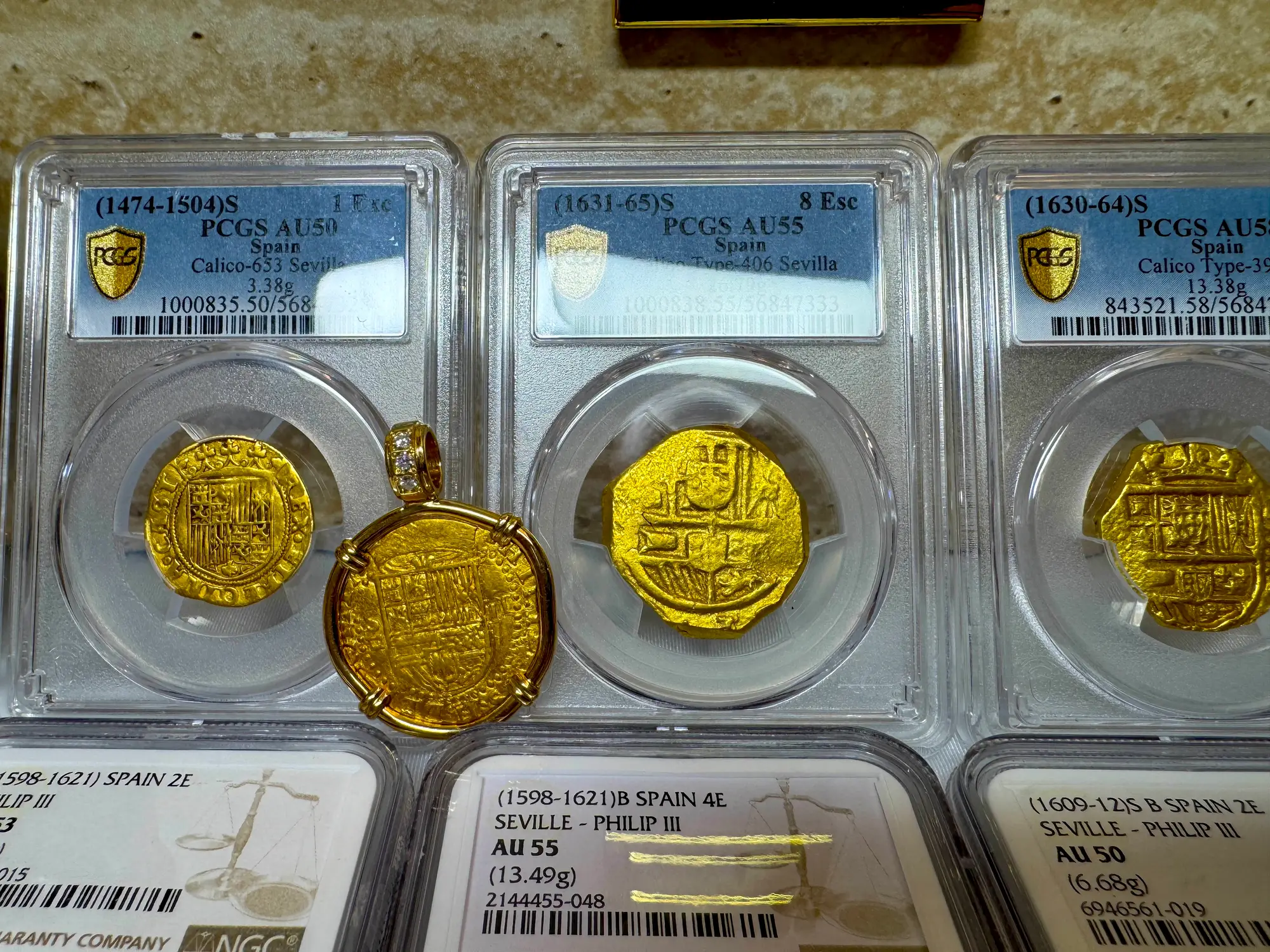 Spain 8 Escudos 1631-65 "Brute Style" PCGS 55 14