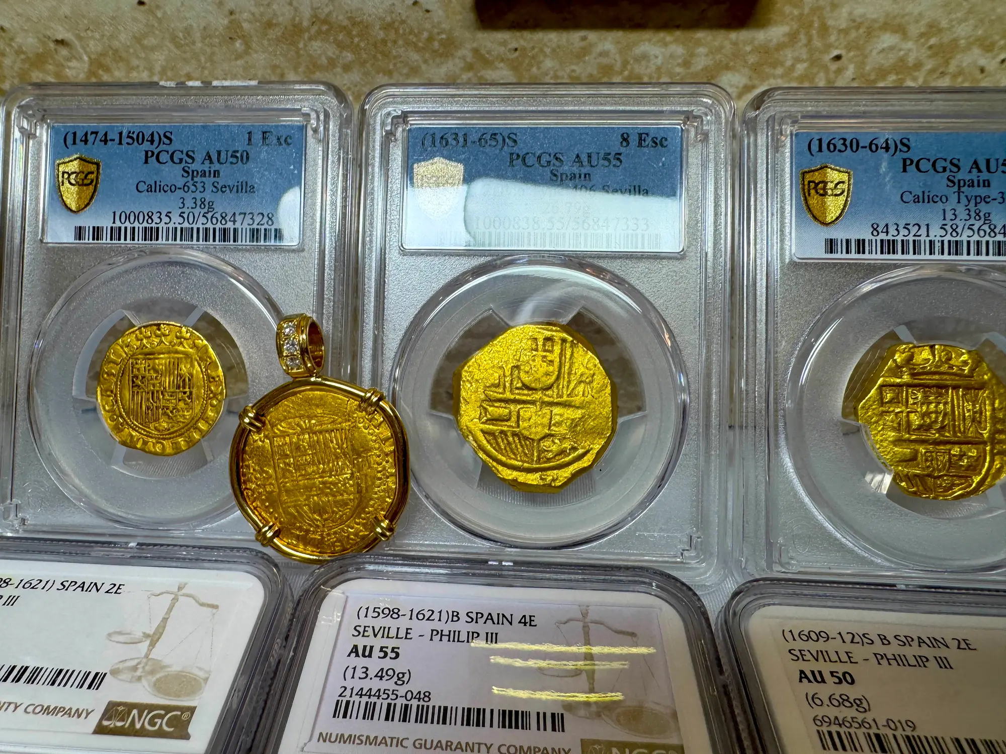 Spain 8 Escudos 1631-65 "Brute Style" PCGS 55 15