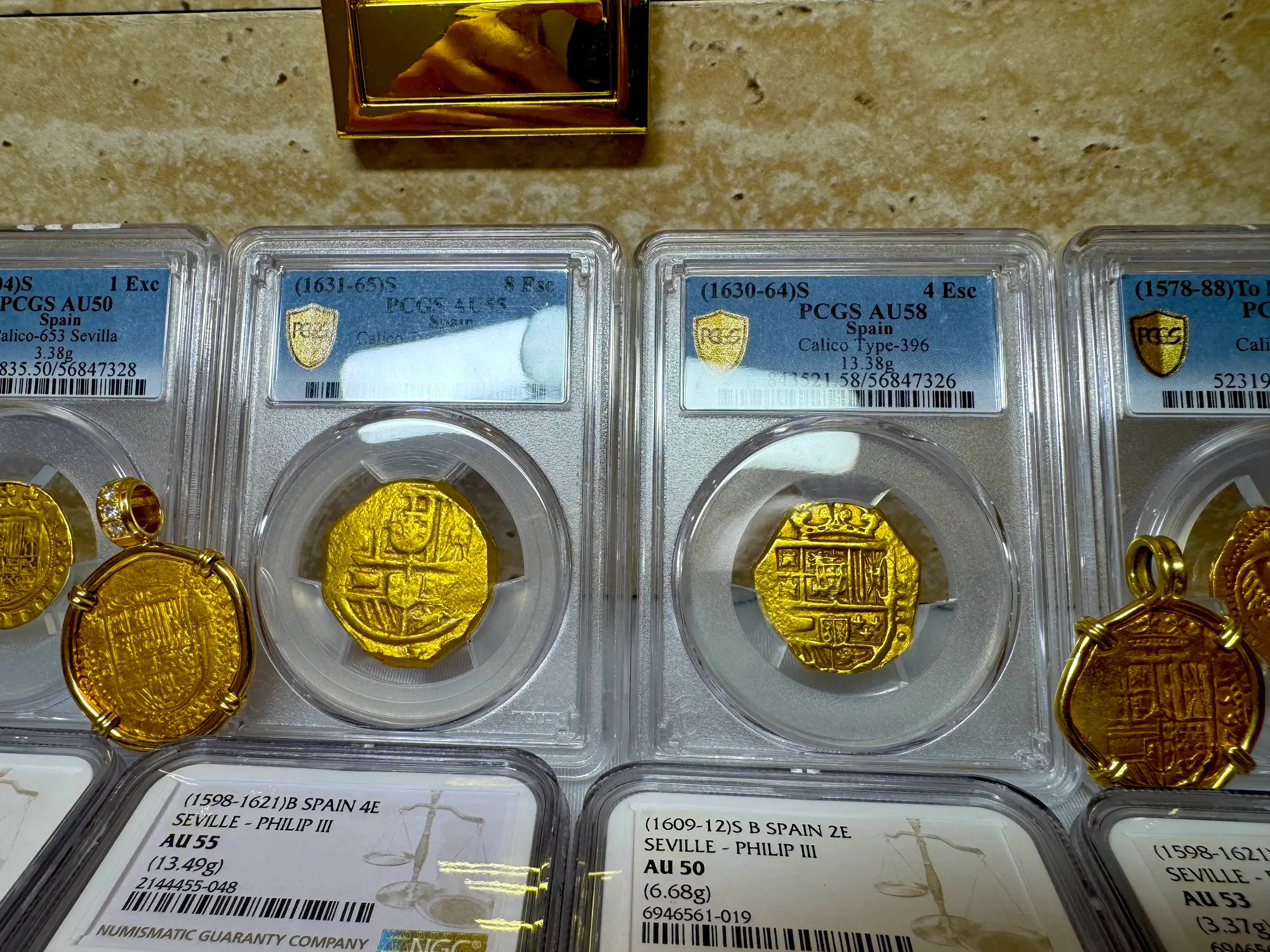 Spain 8 Escudos 1631-65 "Brute Style" PCGS 55 16