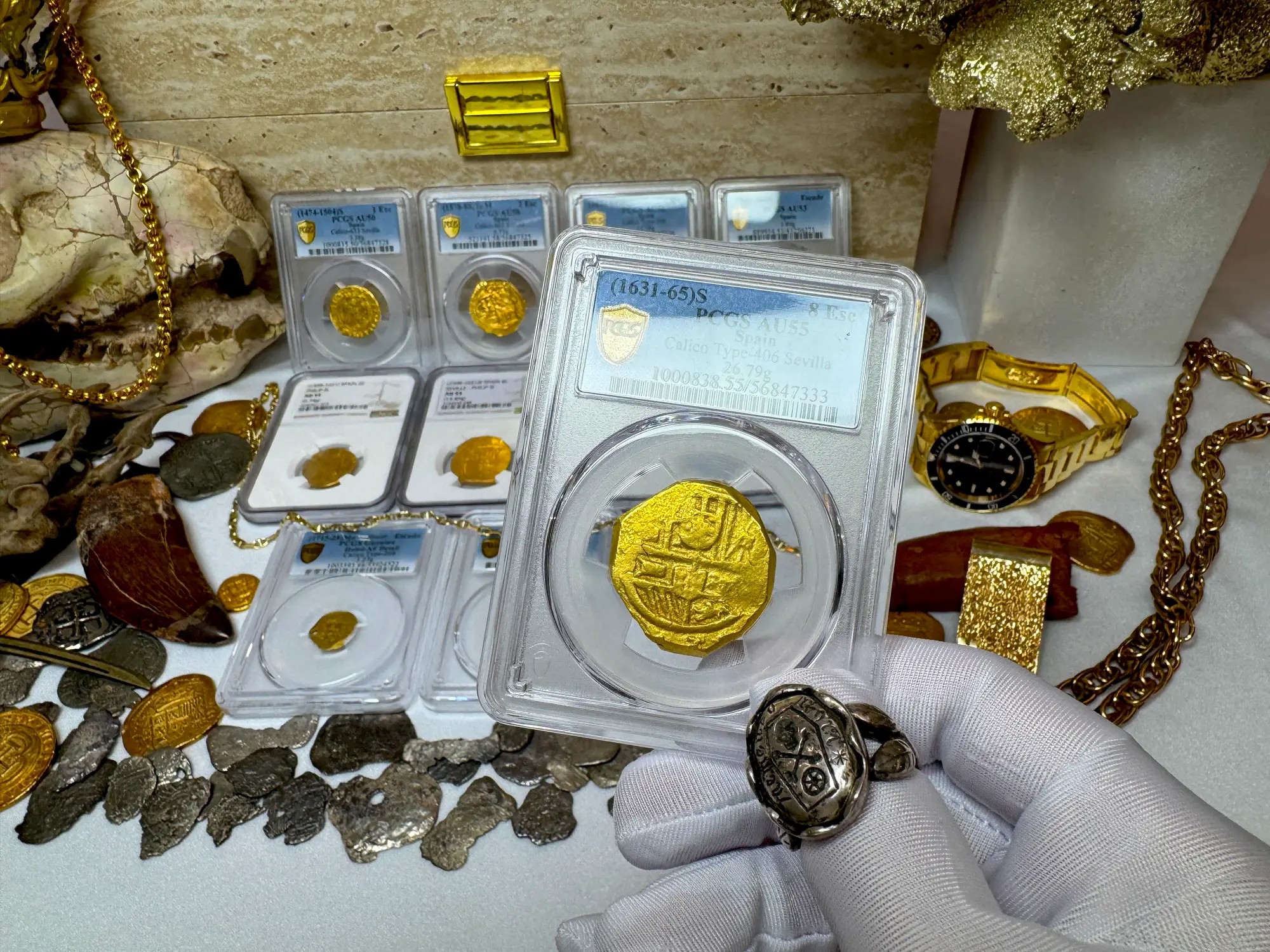 Spain 8 Escudos 1631-65 "Brute Style" PCGS 55 37