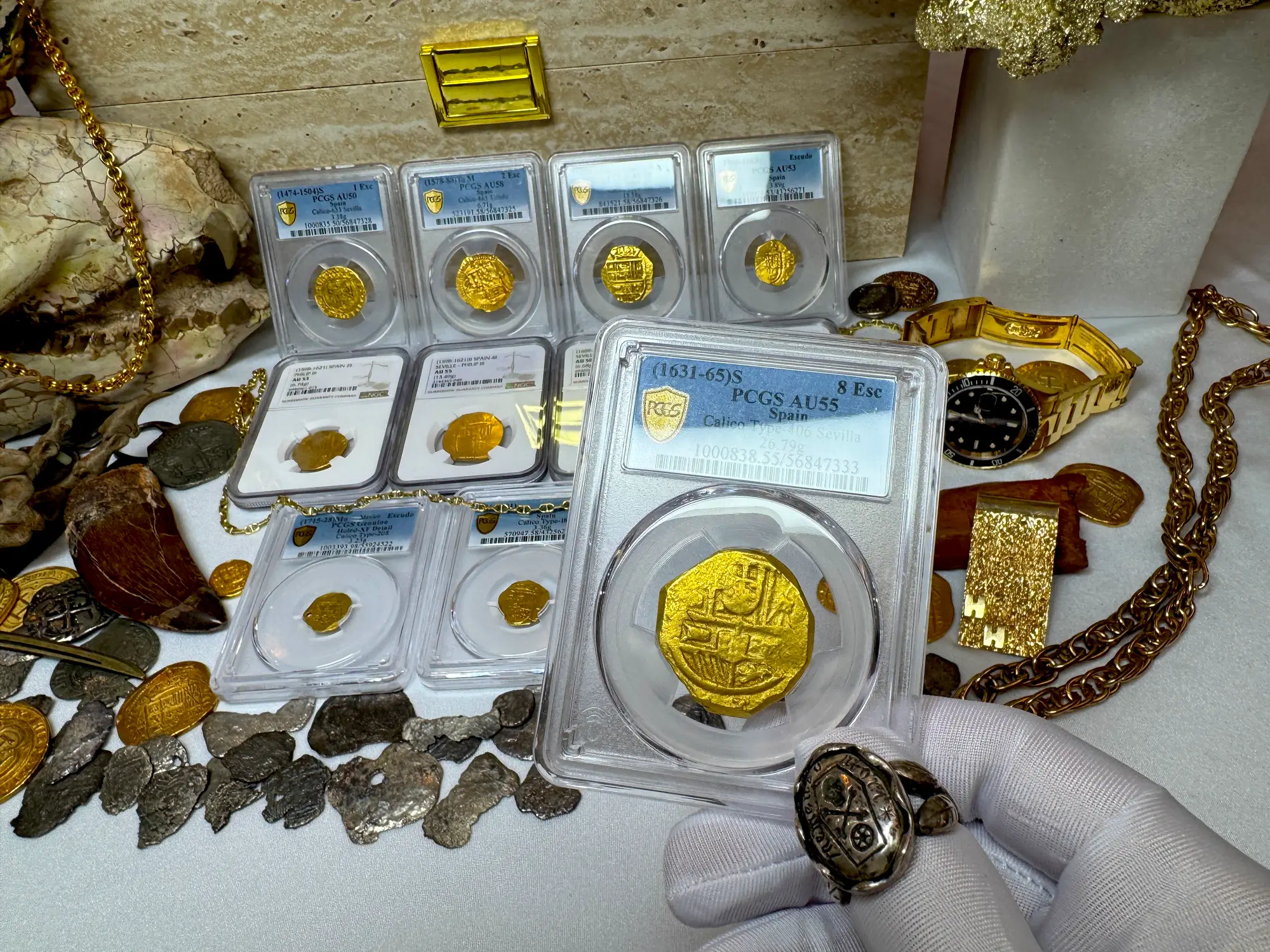 Spain 8 Escudos 1631-65 "Brute Style" PCGS 55 38