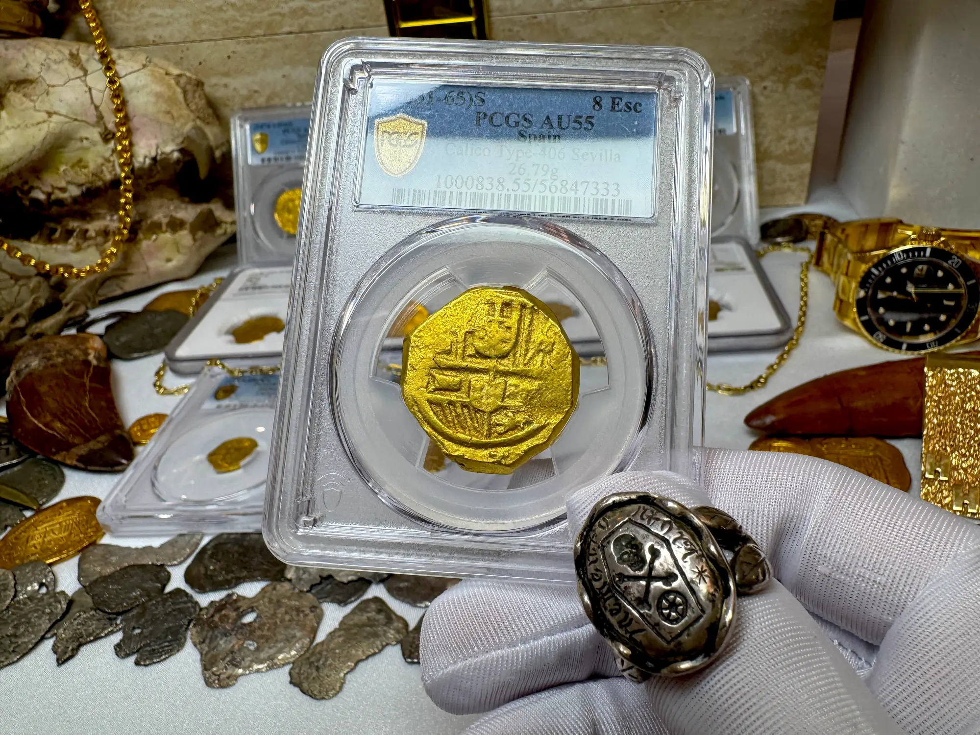 Spain 8 Escudos 1631-65 "Brute Style" PCGS 55 7