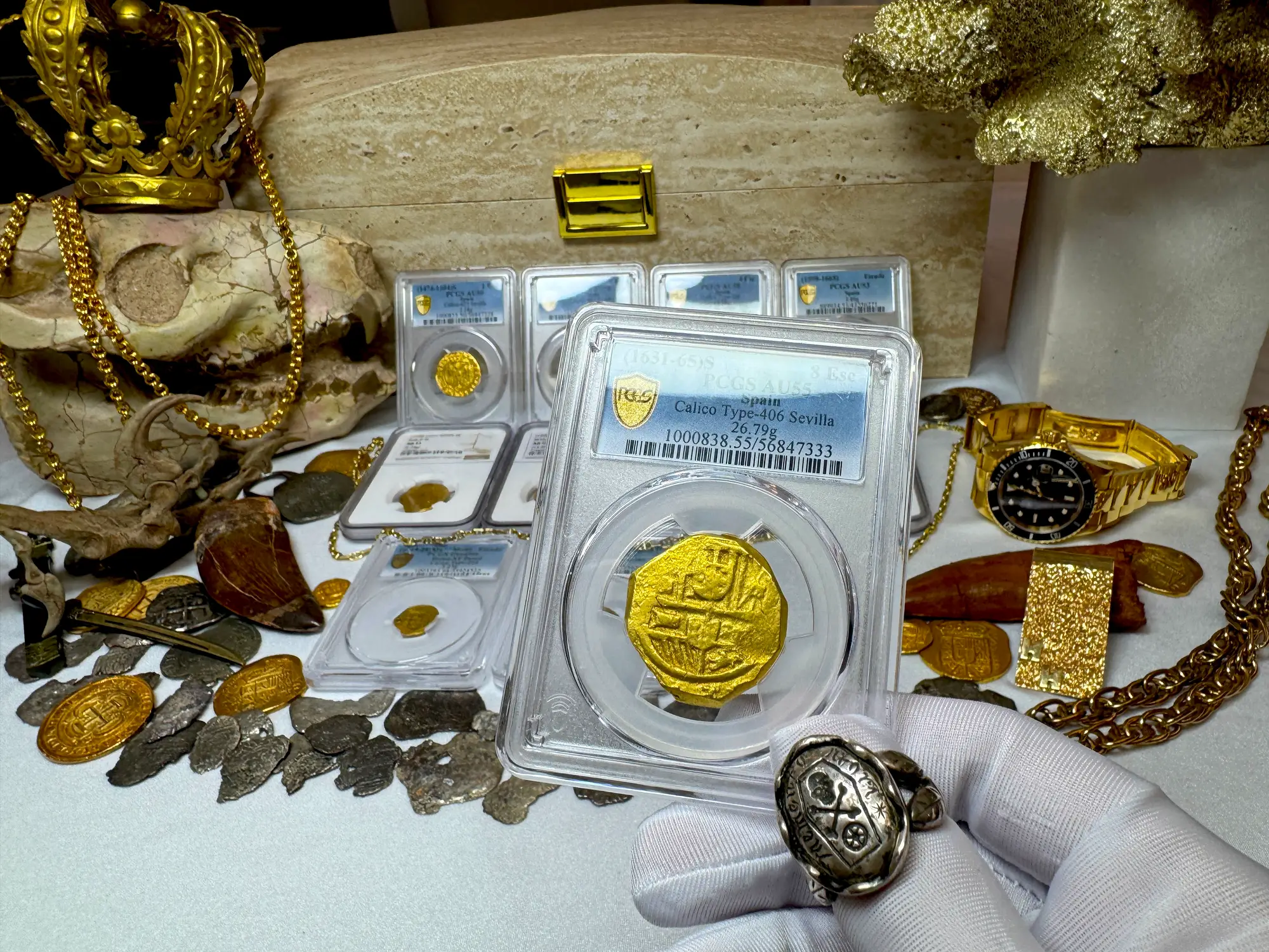 Spain 8 Escudos 1631-65 "Brute Style" PCGS 55 39