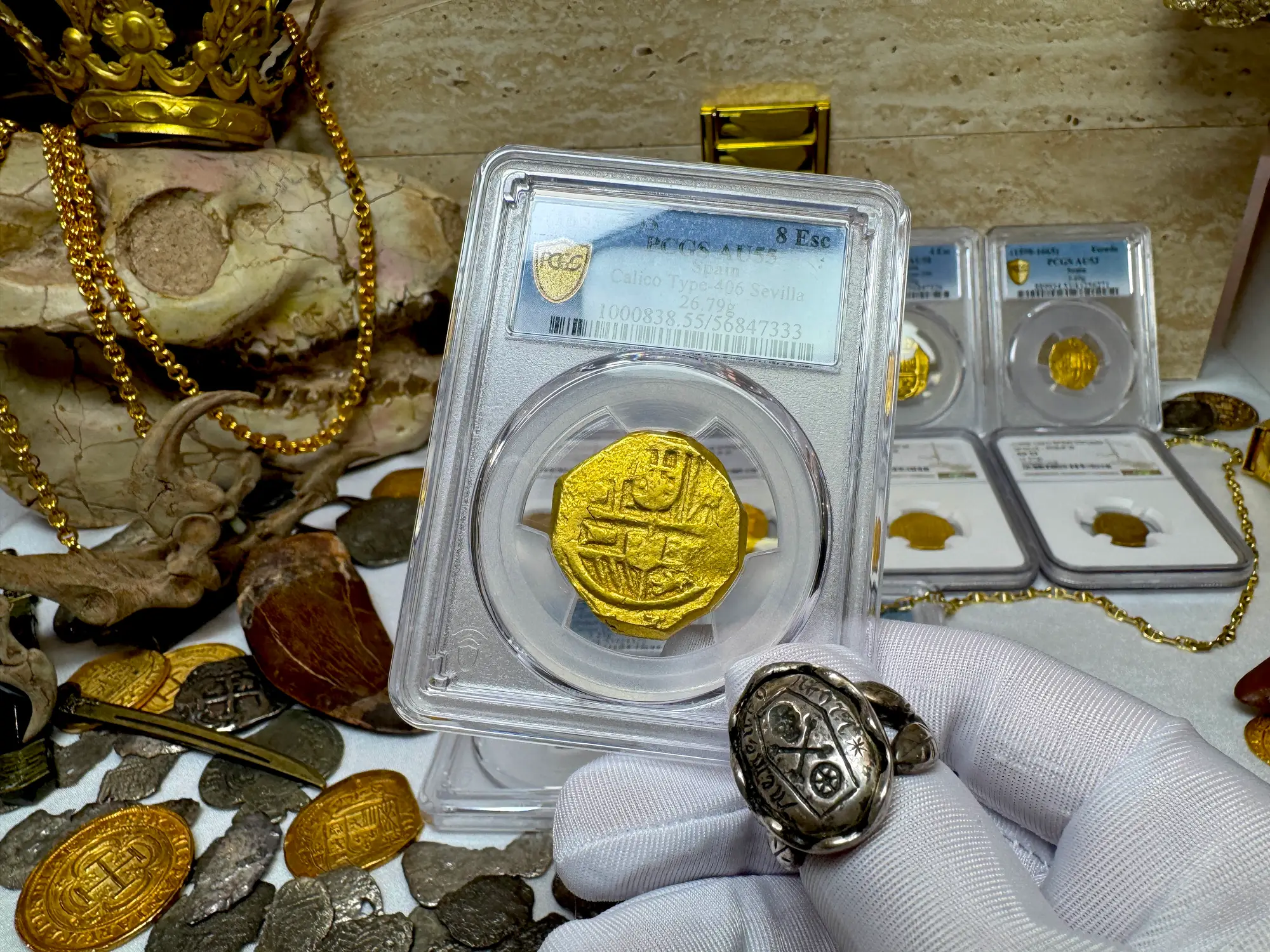 Spain 8 Escudos 1631-65 "Brute Style" PCGS 55 40