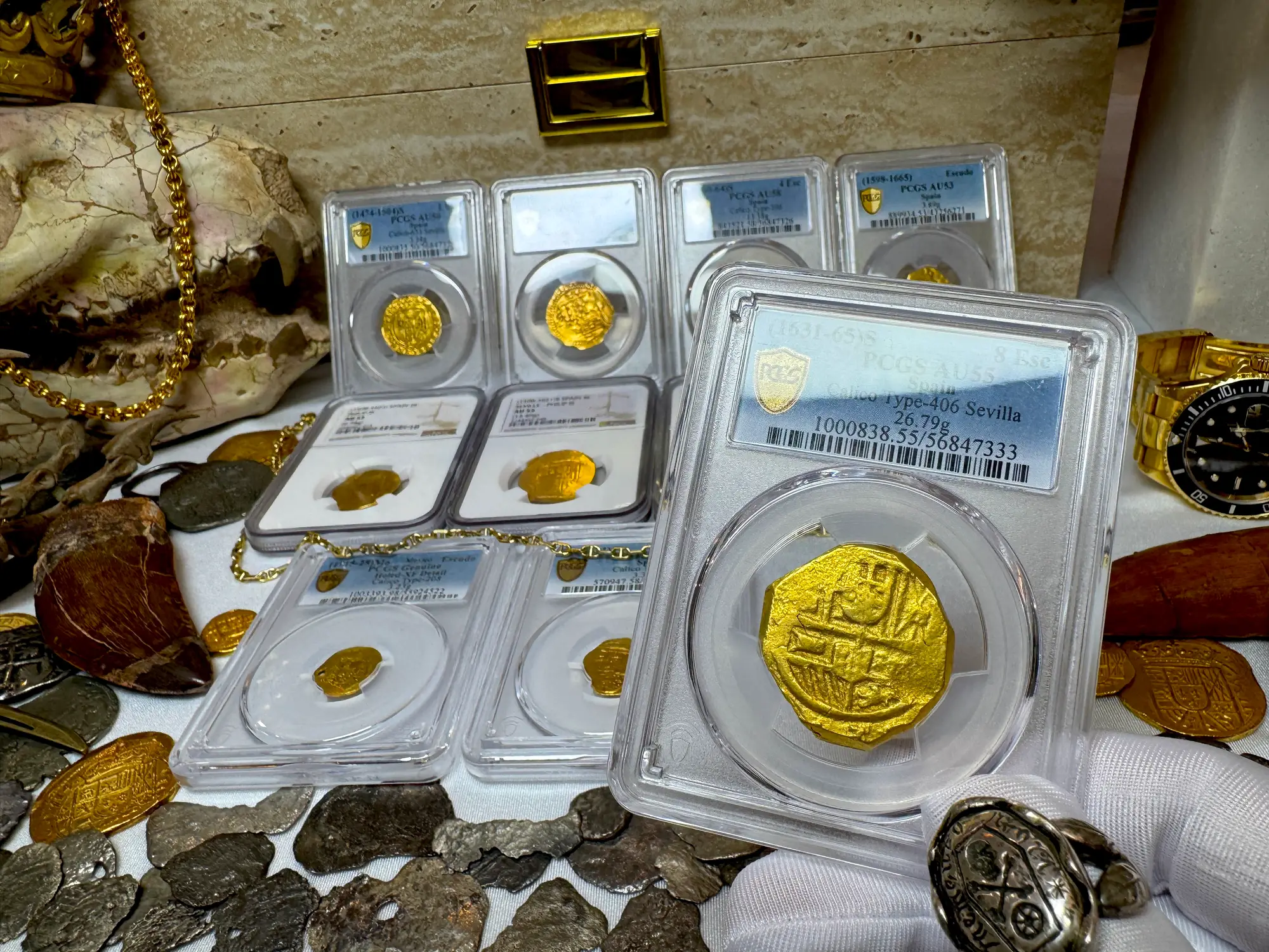 Spain 8 Escudos 1631-65 "Brute Style" PCGS 55 26