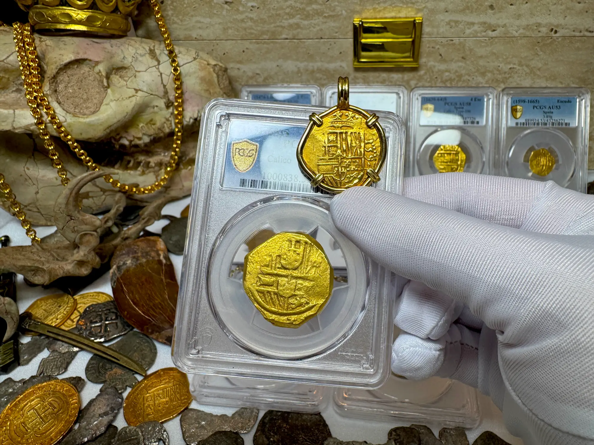 Spain 8 Escudos 1631-65 "Brute Style" PCGS 55 8