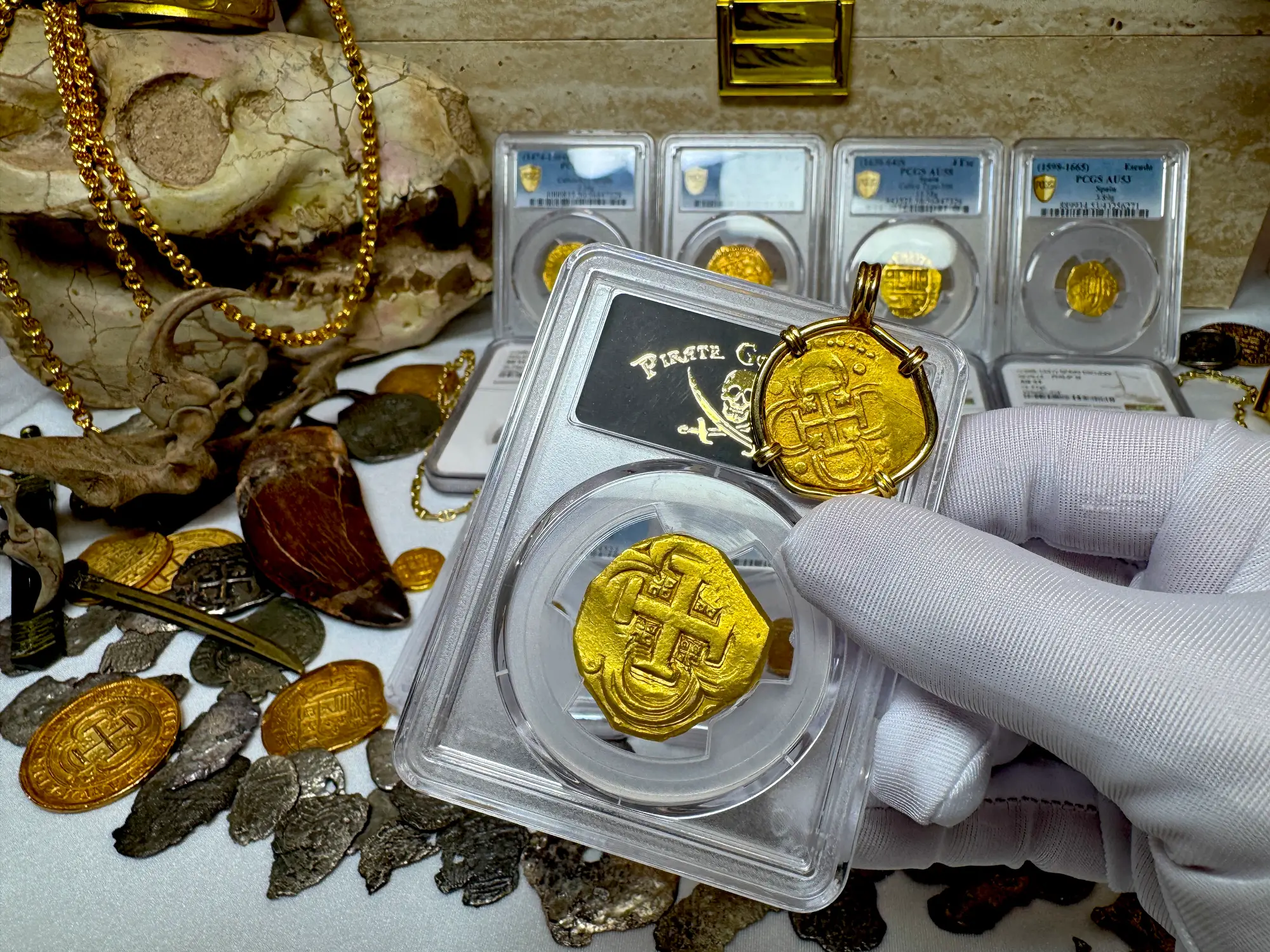 Spain 8 Escudos 1631-65 "Brute Style" PCGS 55 9