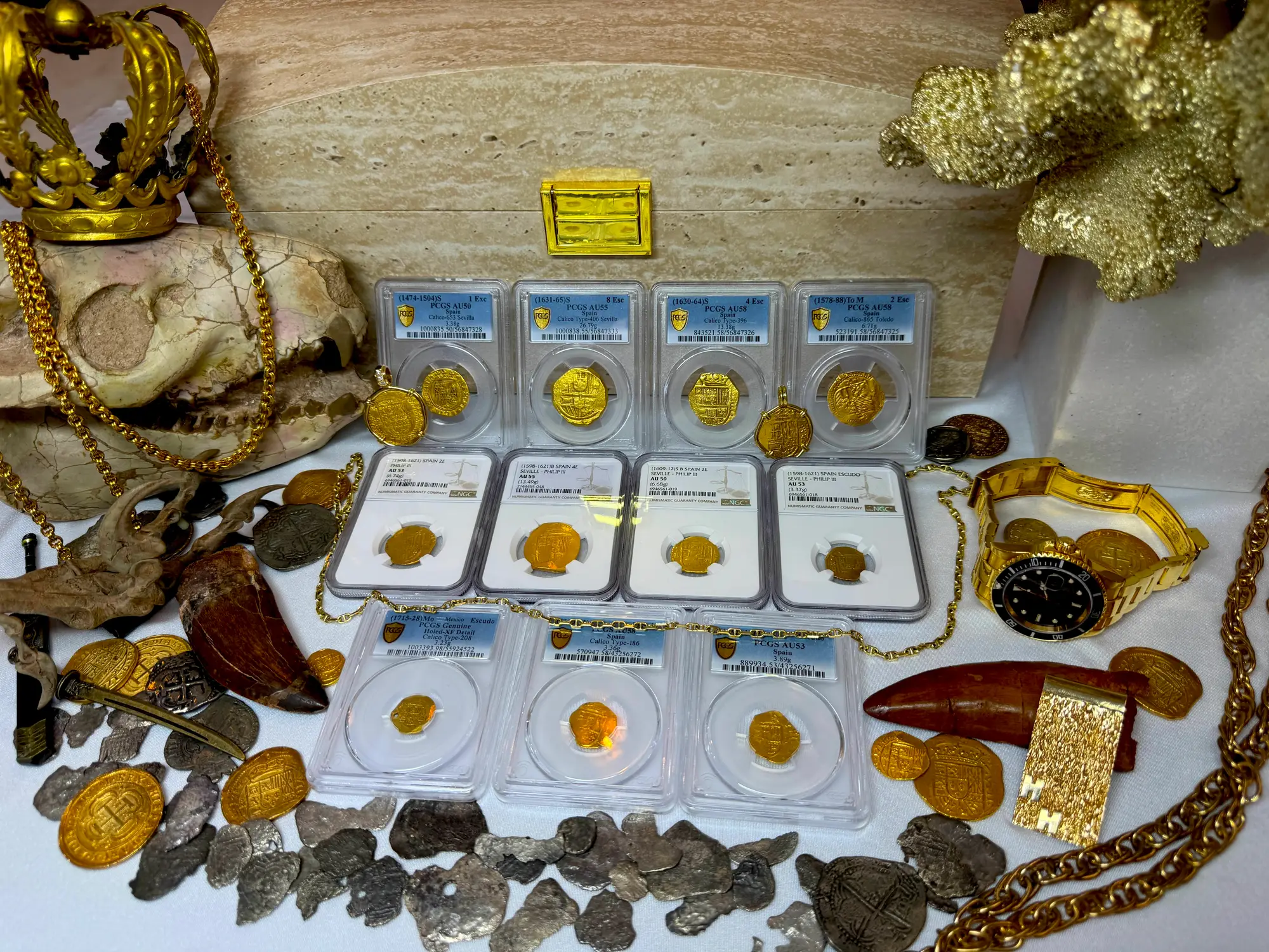 Spain 8 Escudos 1631-65 "Brute Style" PCGS 55 23