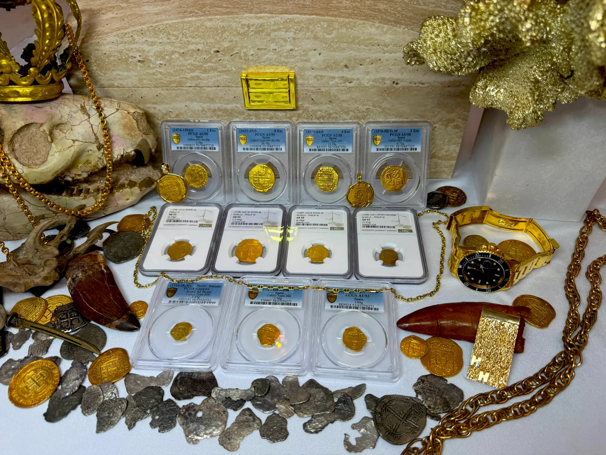 Spain 8 Escudos 1631-65 "Brute Style" PCGS 55 24