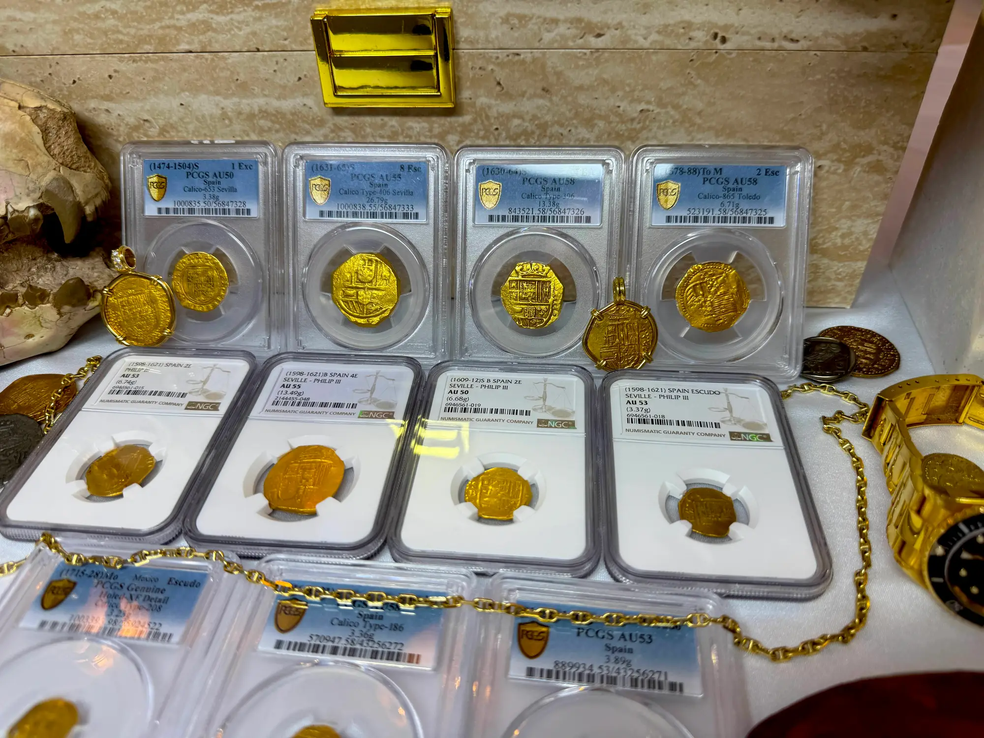 Spain 8 Escudos 1631-65 "Brute Style" PCGS 55 34