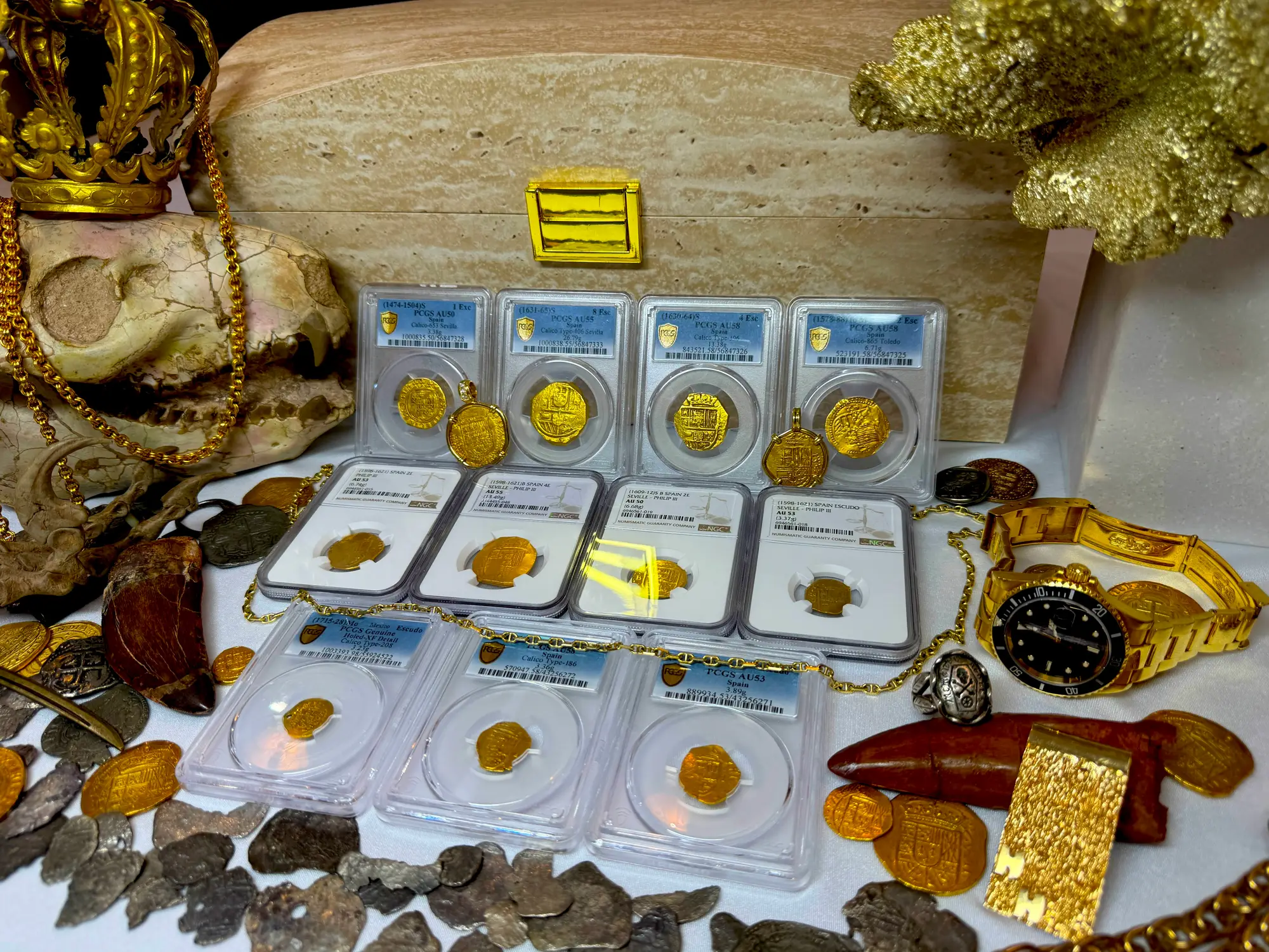 Spain 8 Escudos 1631-65 "Brute Style" PCGS 55 41